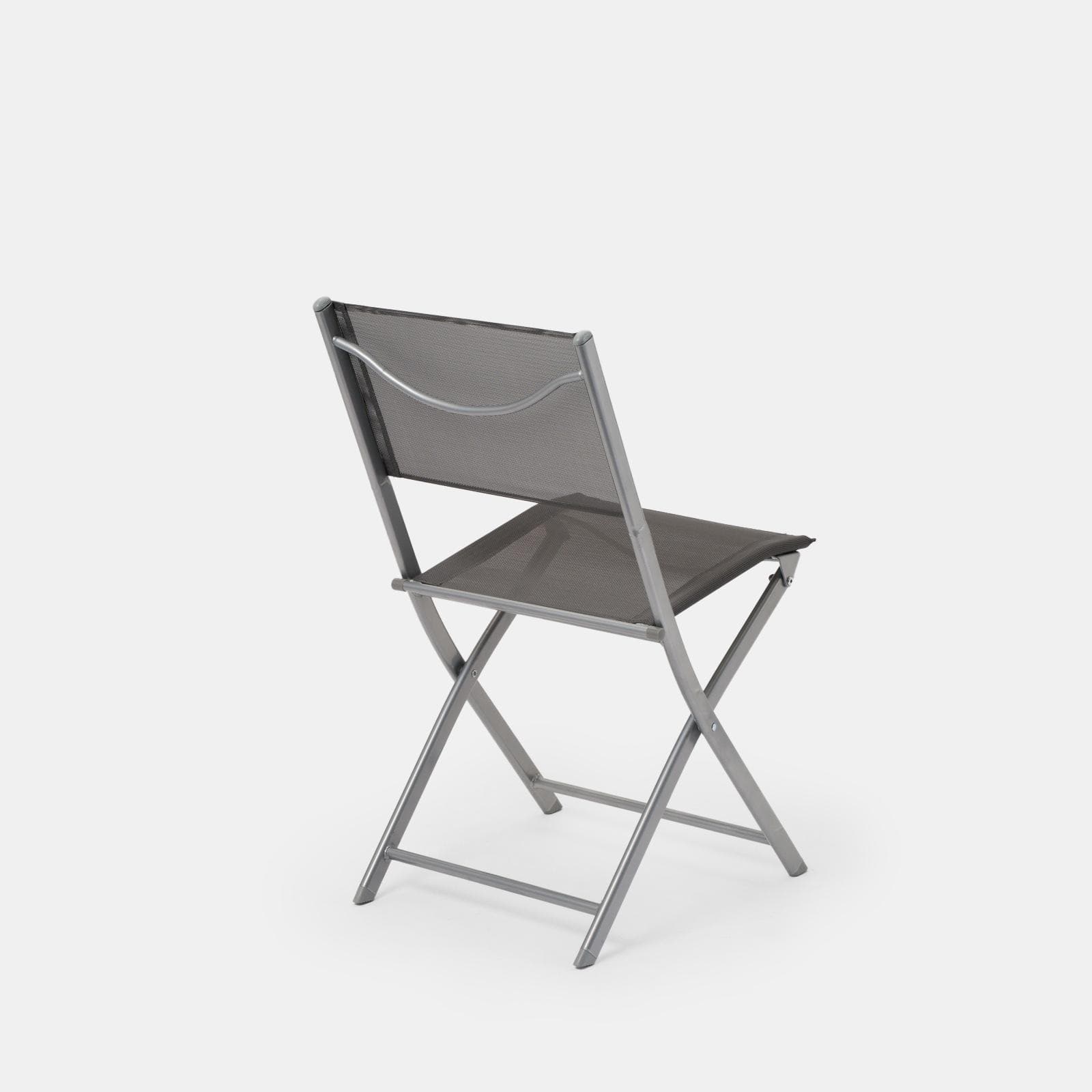 Sedia da giardino pieghevole in acciaio e textilene grigio scuro - Iuba