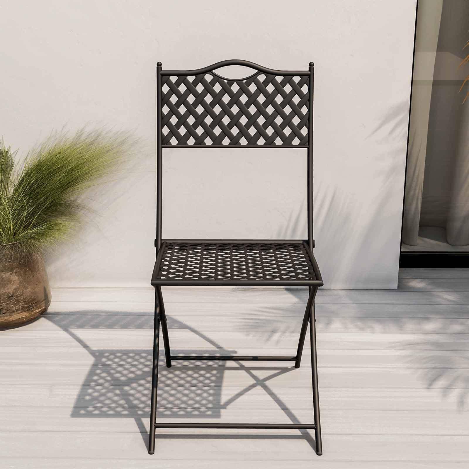 Sedia squadrata da giardino pieghevole in metallo nero - Dama