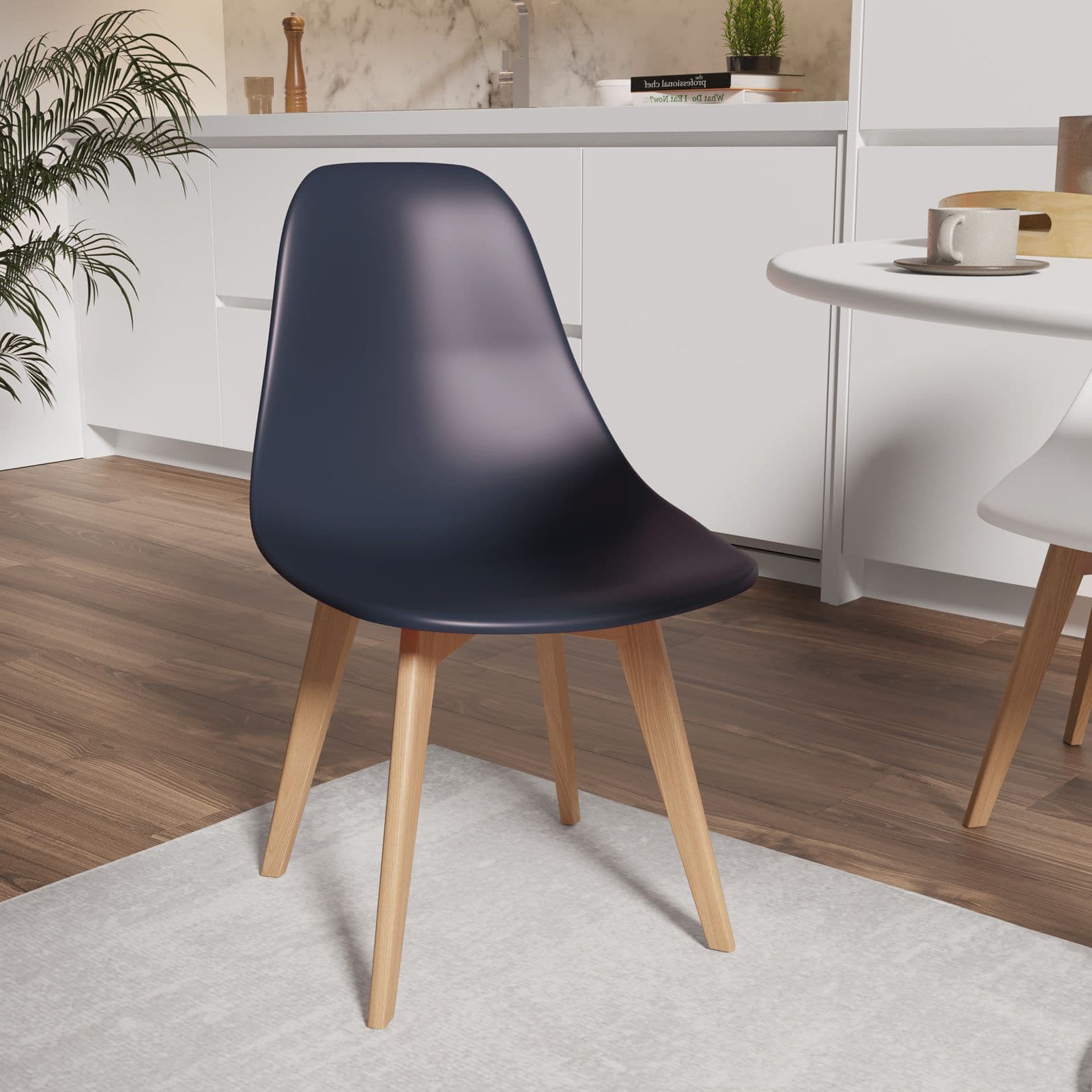 Sedia da interni blu con gambe in legno - Alborg