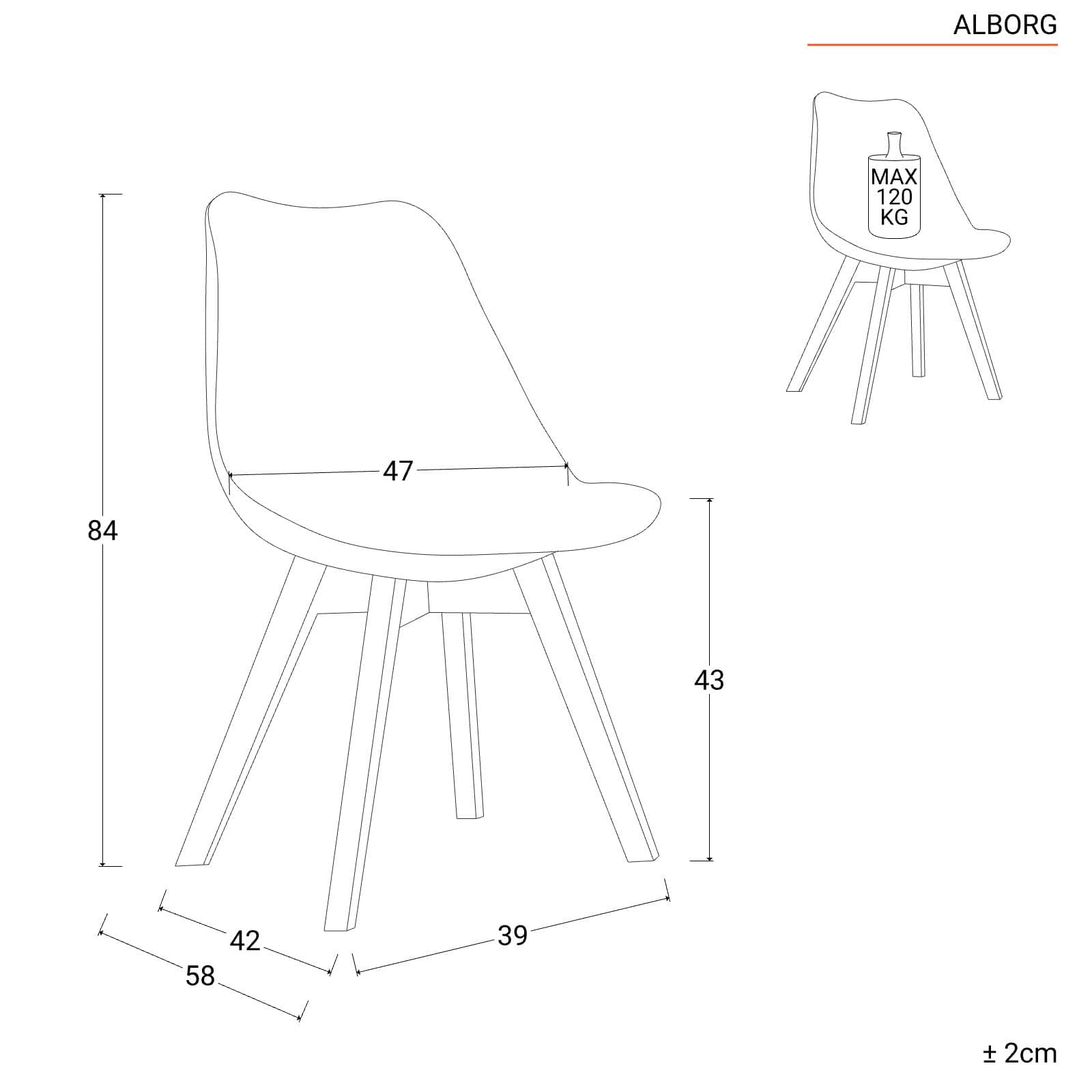 Sedia da interni blu con gambe in legno - Alborg