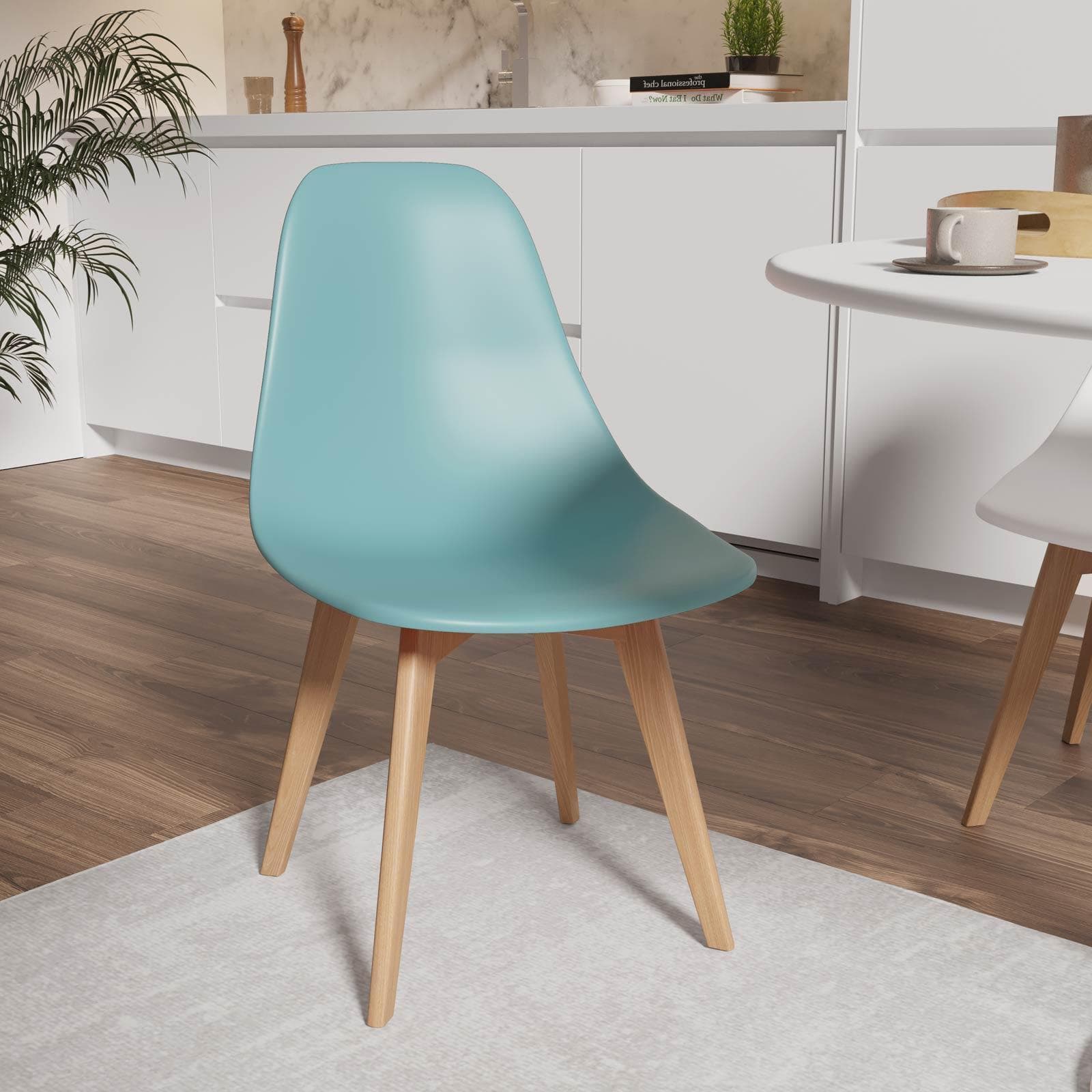 Sedia da interni celeste con gambe in legno - Alborg