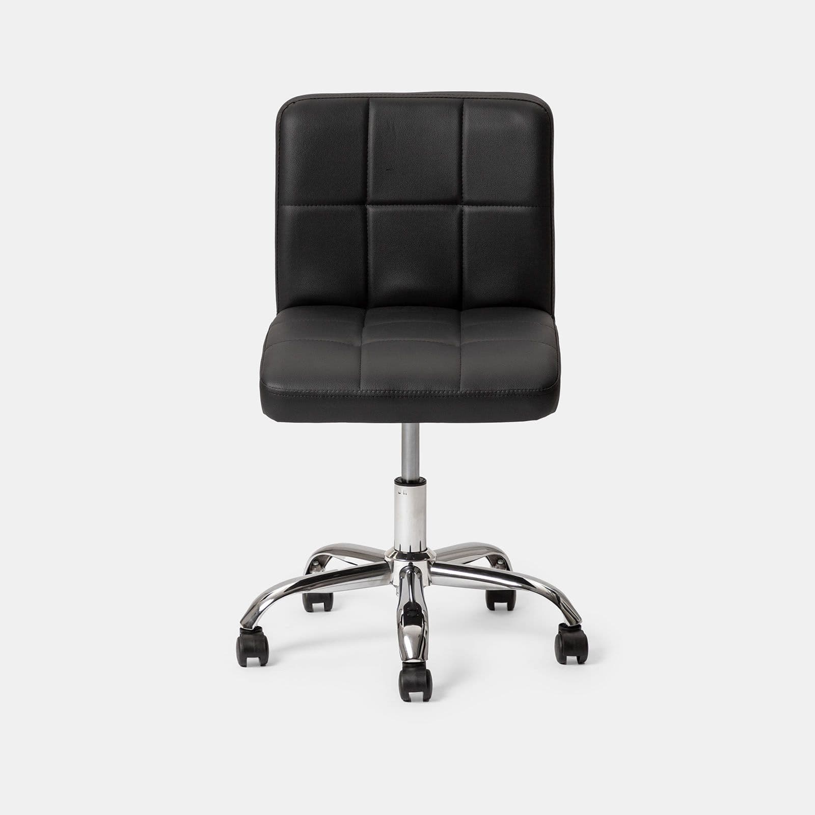 Sedia da ufficio girevole in similpelle nera con base cromata - Anissa