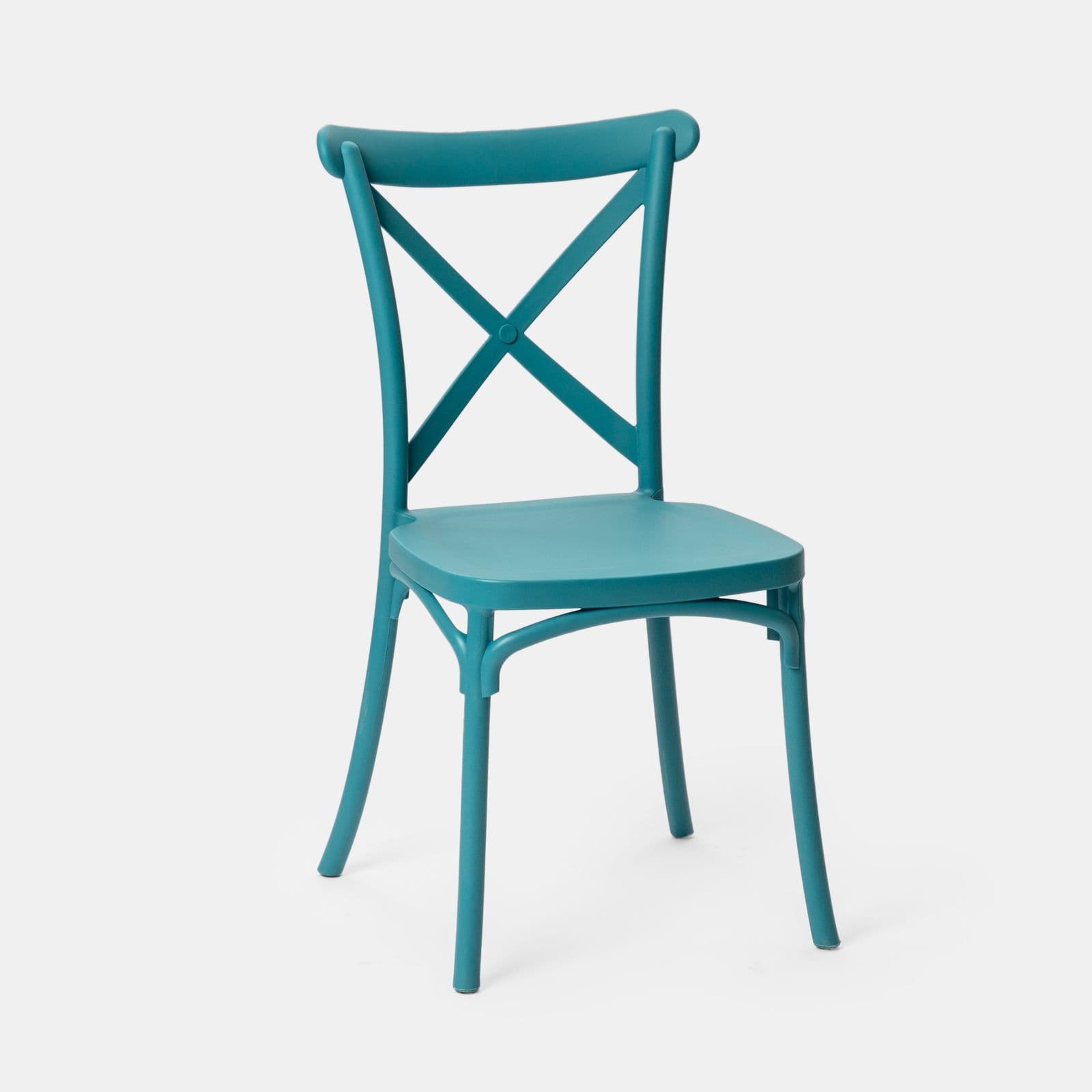 Sedia da giardino con schienale incrociato in polipropilene blu maldive - Demetra