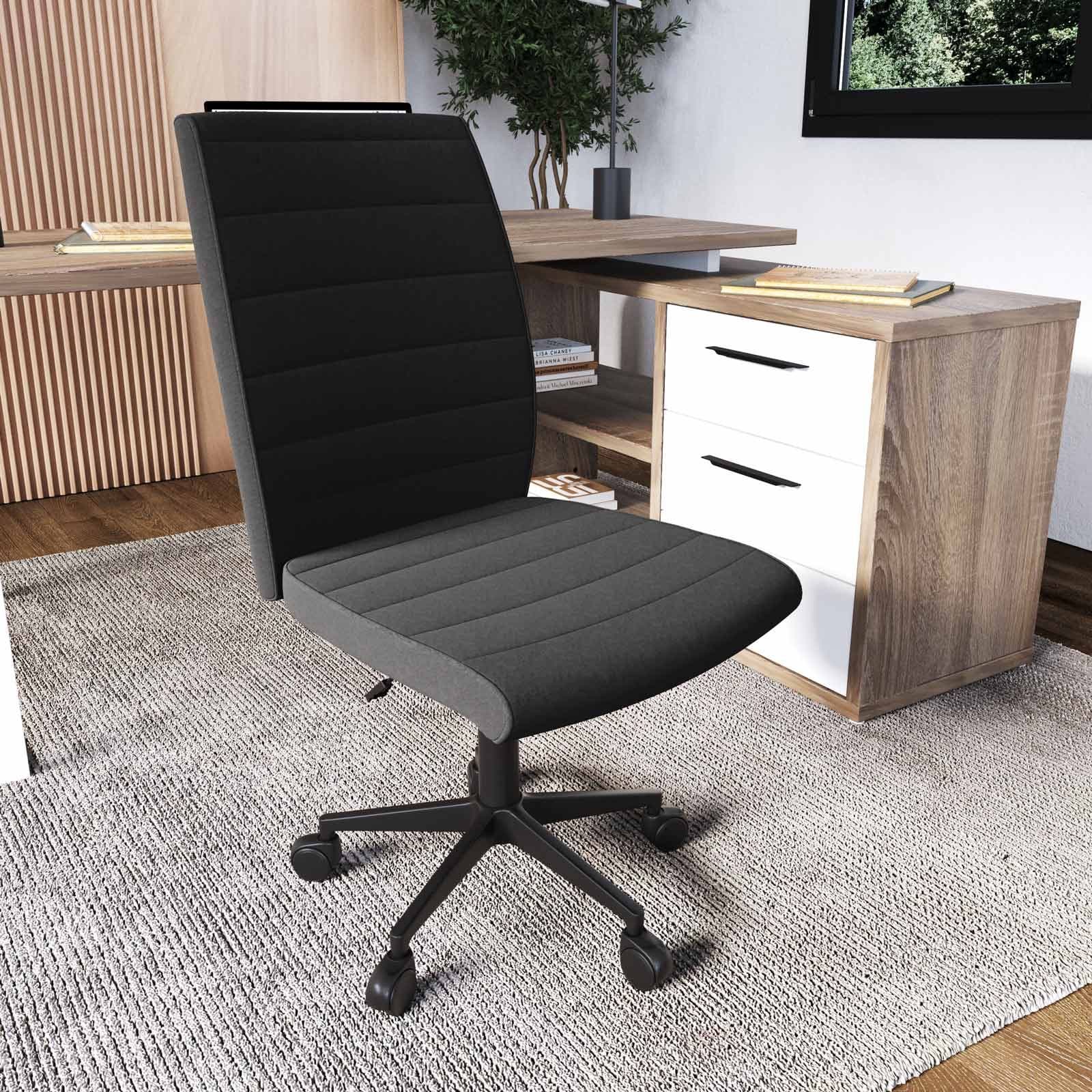 Sedia girevole da ufficio in tessuto grigio con altezza regolabile e base in nylon - Tamara