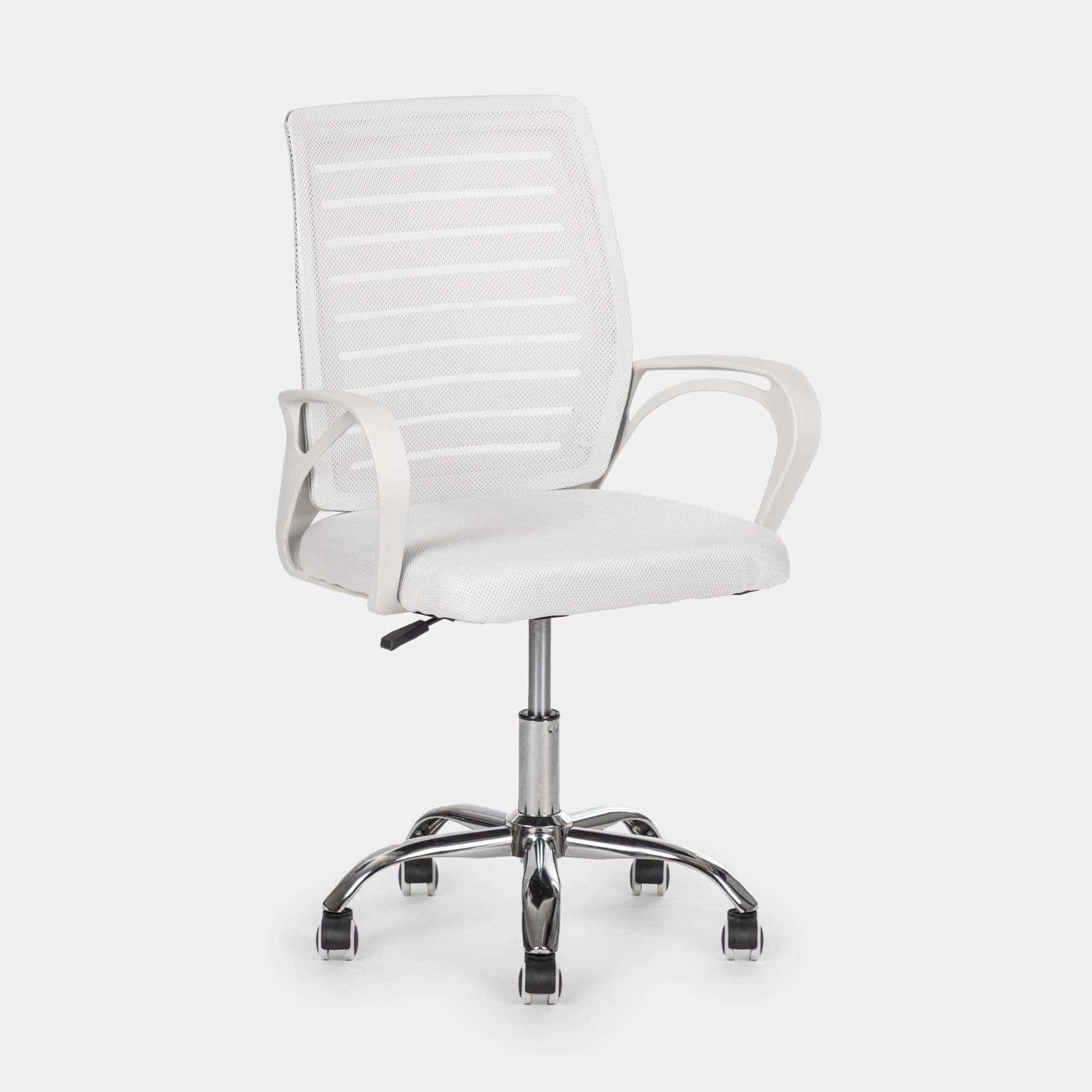 Poltrona da ufficio girevole in tessuto mesh bianco e schienale traspirante - Caprilla