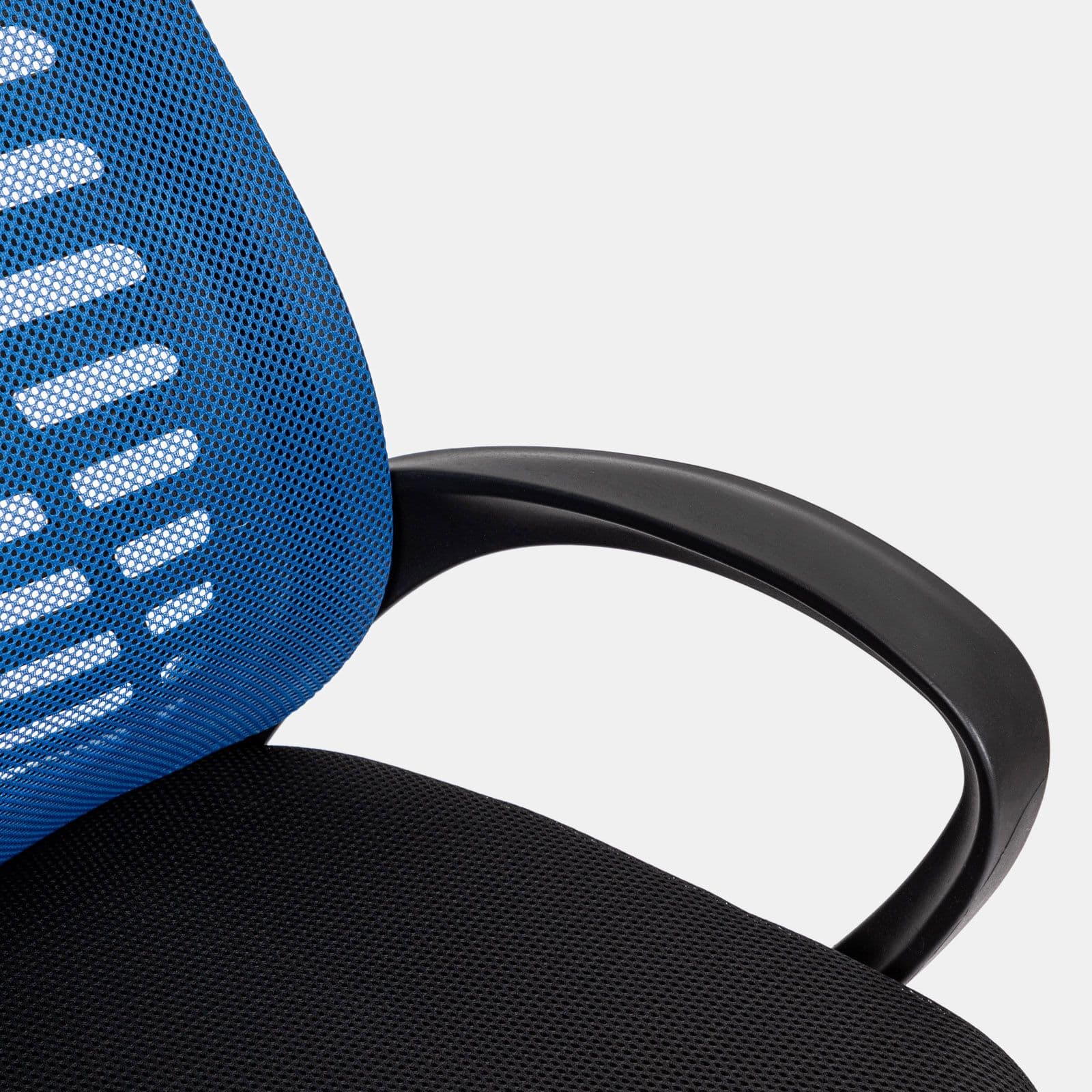 Sedia da ufficio girevole in tessuto mesh nero e schienale traspirante blu - Storex