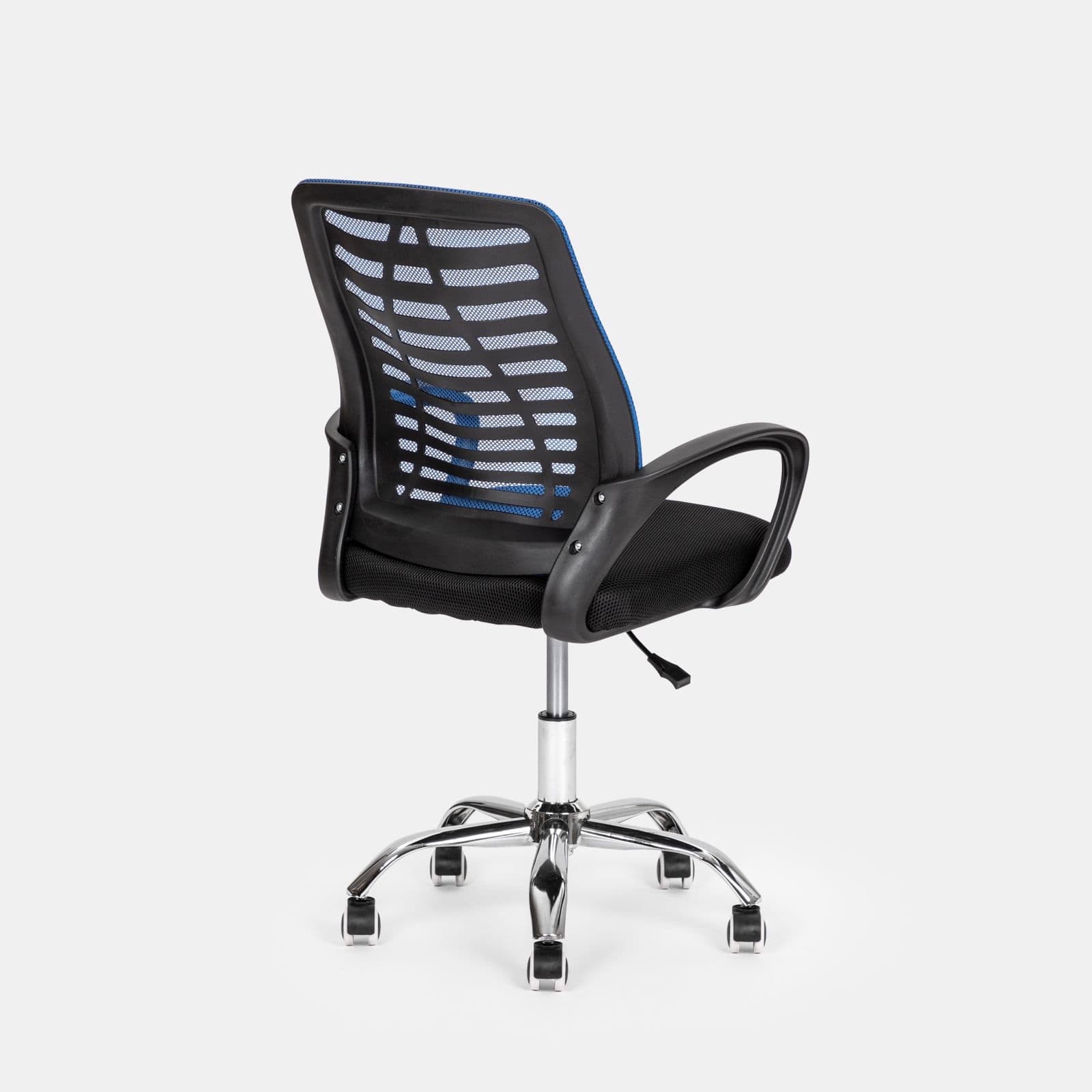 Sedia da ufficio girevole in tessuto mesh nero e schienale traspirante blu - Storex