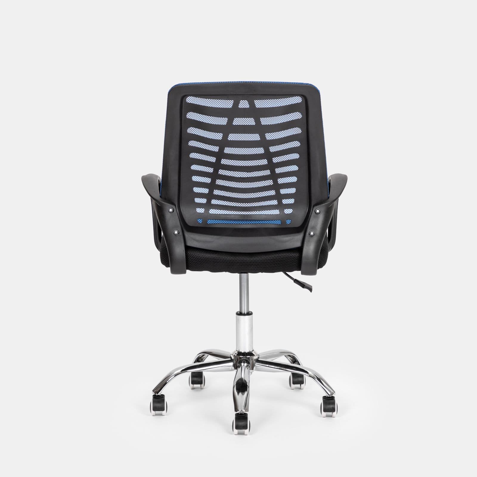 Sedia da ufficio girevole in tessuto mesh nero e schienale traspirante blu - Storex