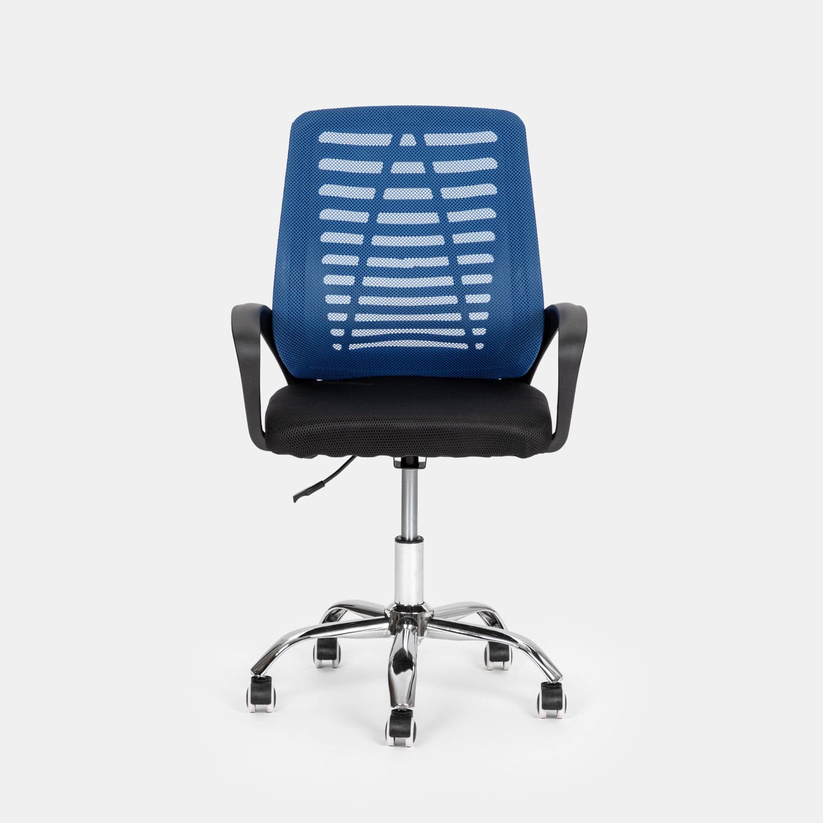 Sedia da ufficio girevole in tessuto mesh nero e schienale traspirante blu - Storex