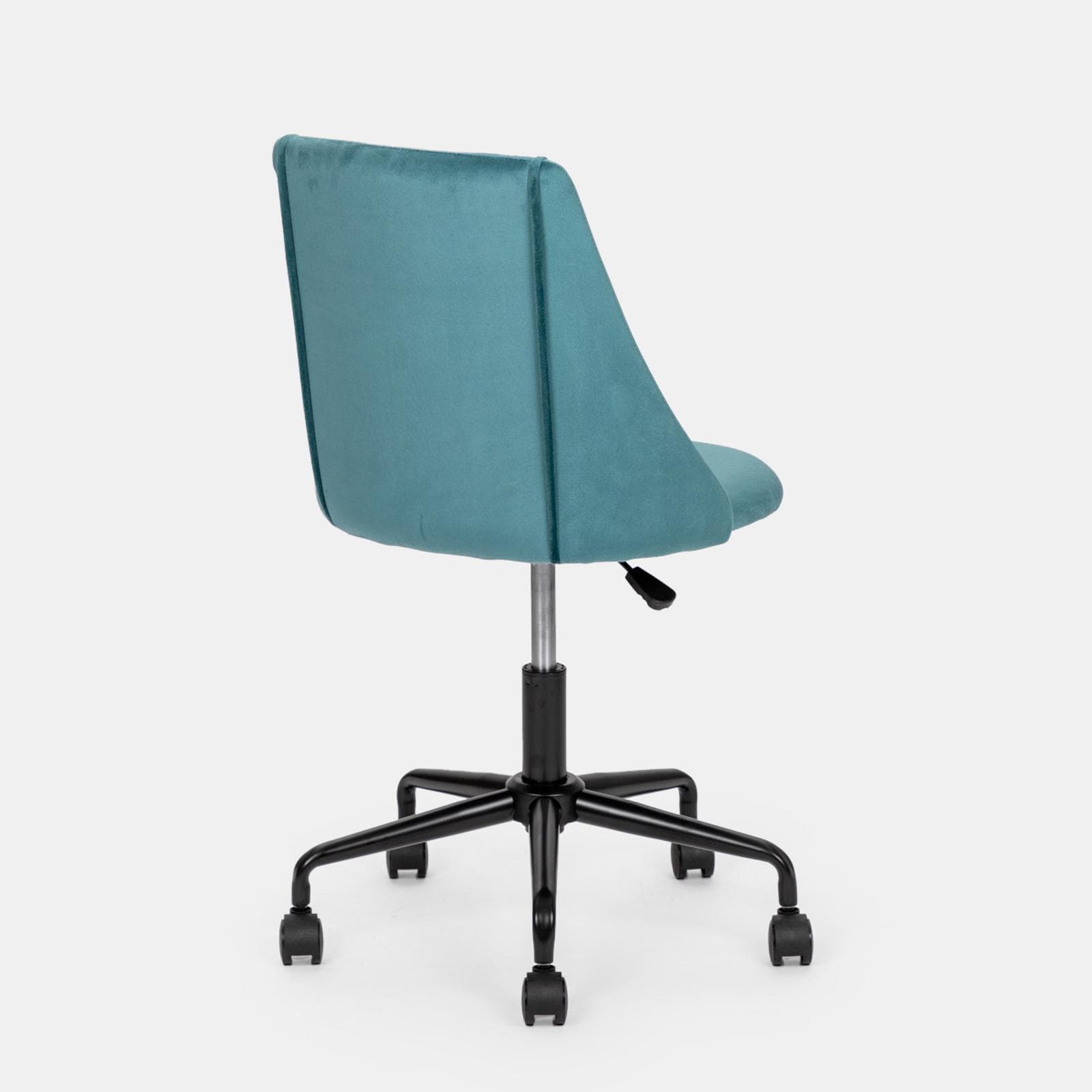 Sedia da ufficio girevole in velluto blu petrolio con base in metallo nero - Iupak Roller