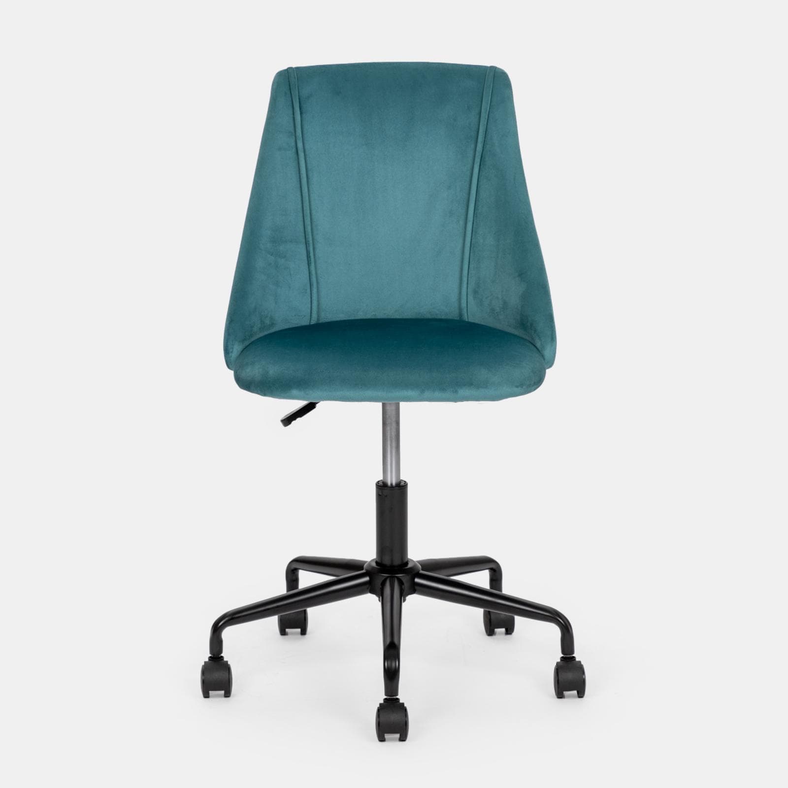 Sedia da ufficio girevole in velluto blu petrolio con base in metallo nero - Iupak Roller
