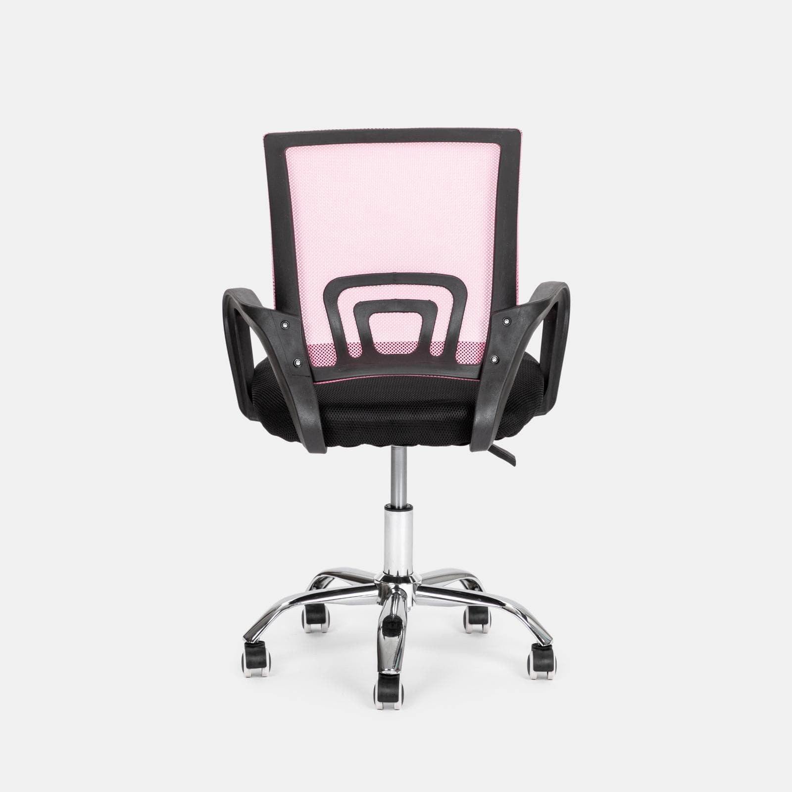 Sedia da ufficio girevole in tessuto mesh nero e schienale traspirante rosa - Lizzy