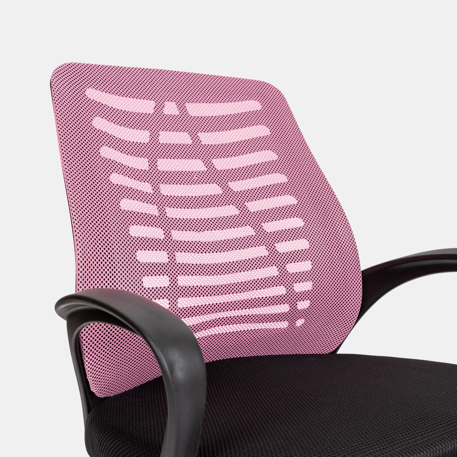 Sedia da ufficio girevole in tessuto mesh nero e schienale traspirante rosa - Storex