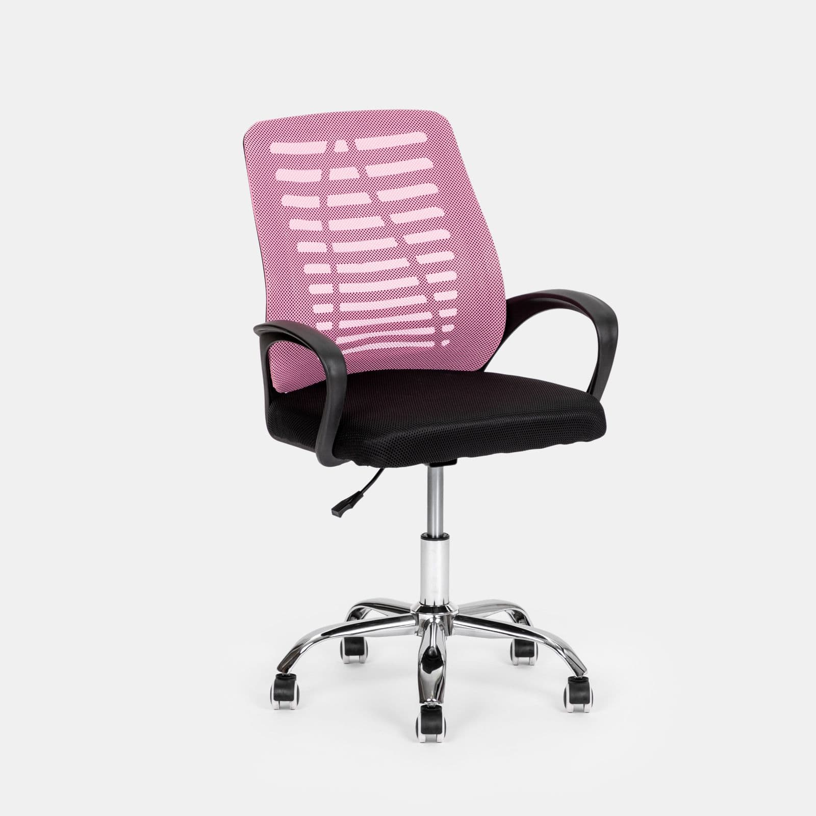 Sedia da ufficio girevole in tessuto mesh nero e schienale traspirante rosa - Storex