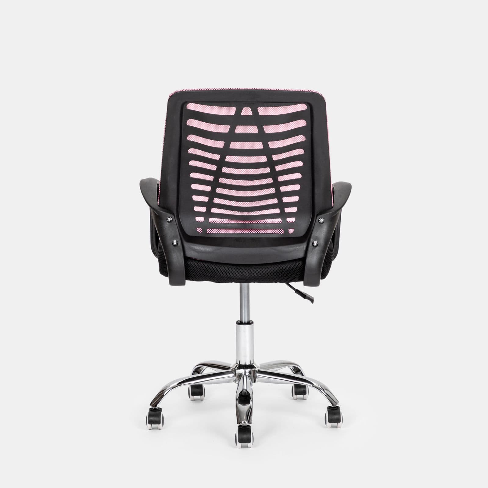 Sedia da ufficio girevole in tessuto mesh nero e schienale traspirante rosa - Storex