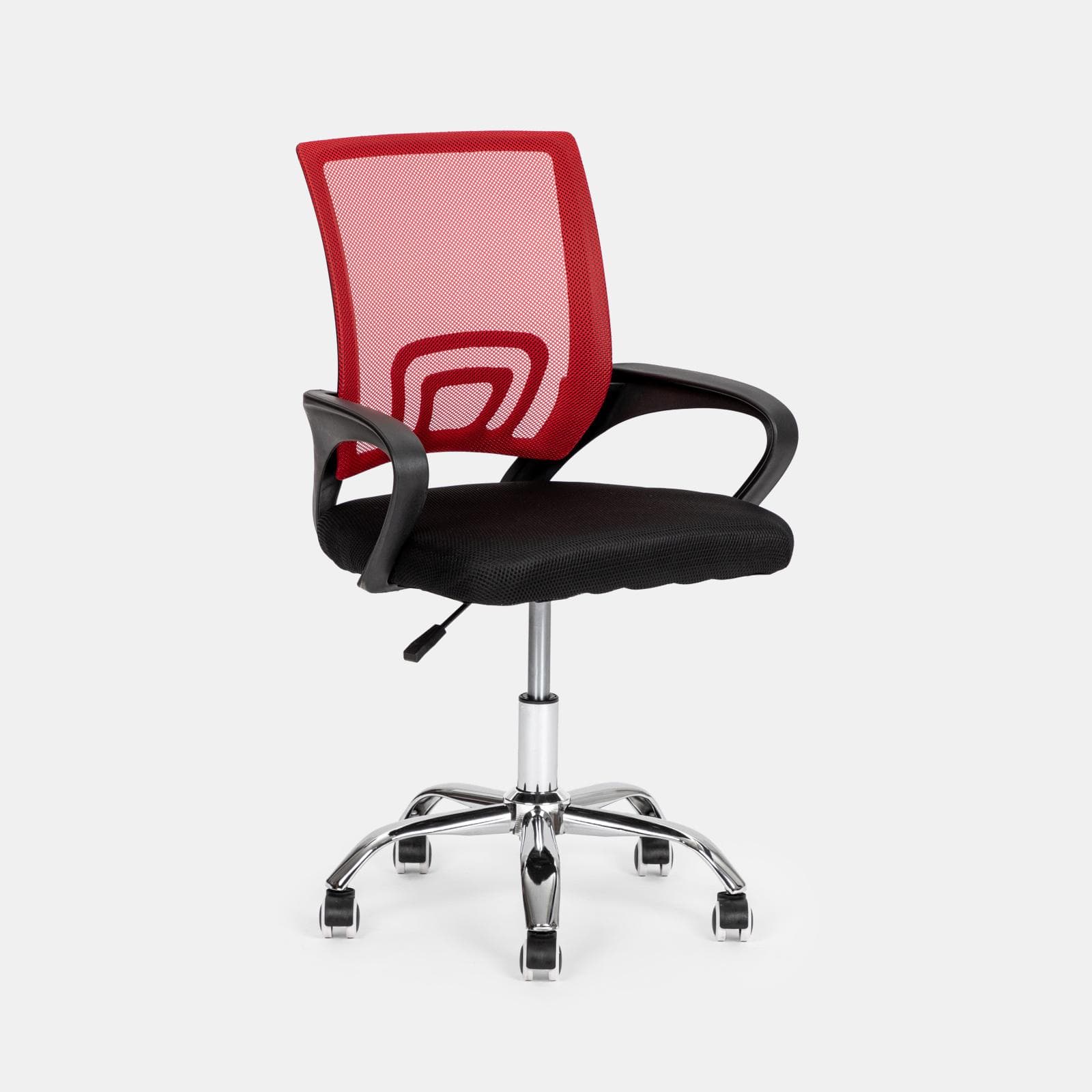 Sedia da ufficio girevole in tessuto mesh nero e schienale traspirante rosso - Lizzy