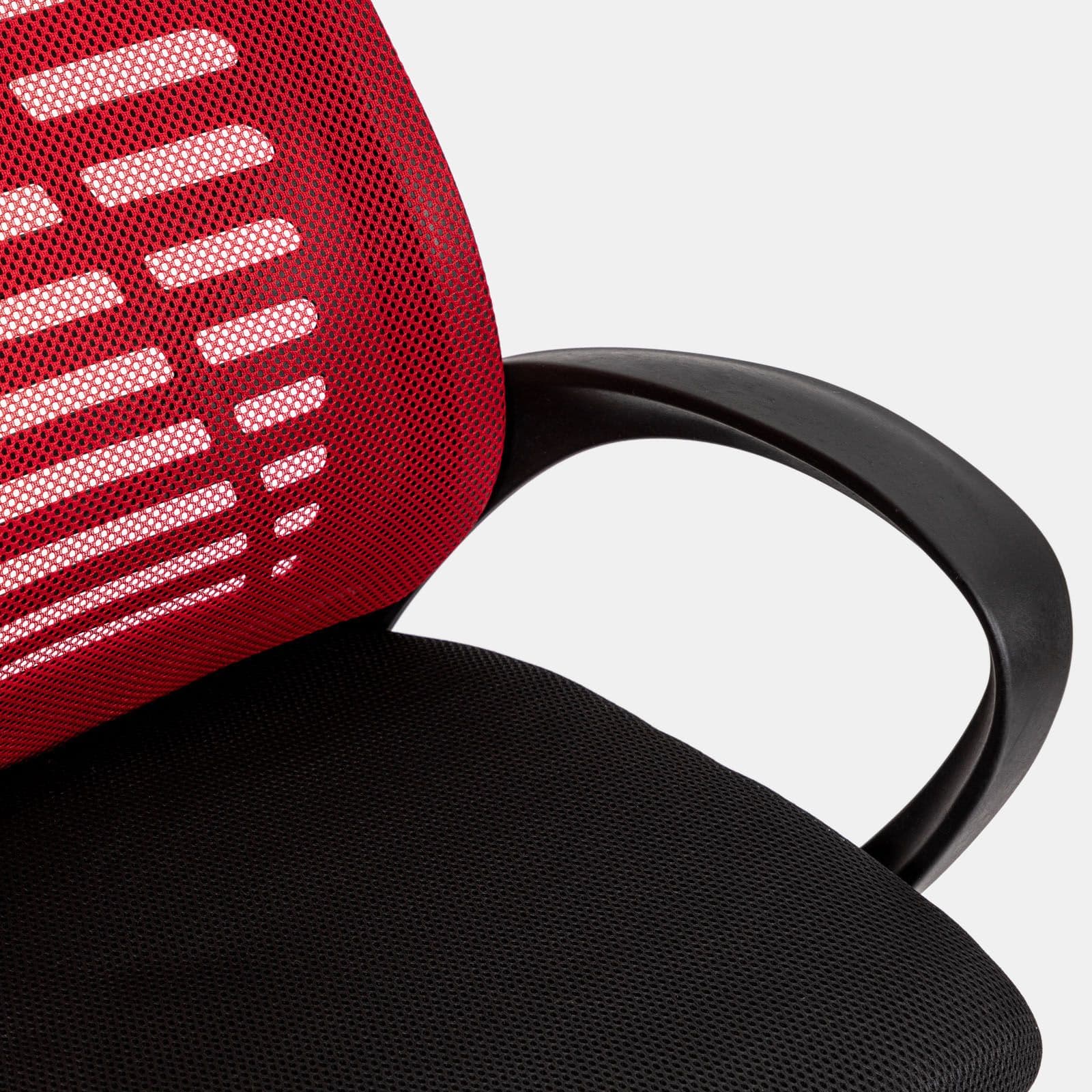 Sedia da ufficio girevole in tessuto mesh nero e schienale traspirante rosso - Storex