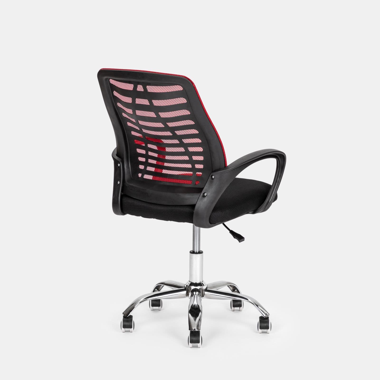 Sedia da ufficio girevole in tessuto mesh nero e schienale traspirante rosso - Storex