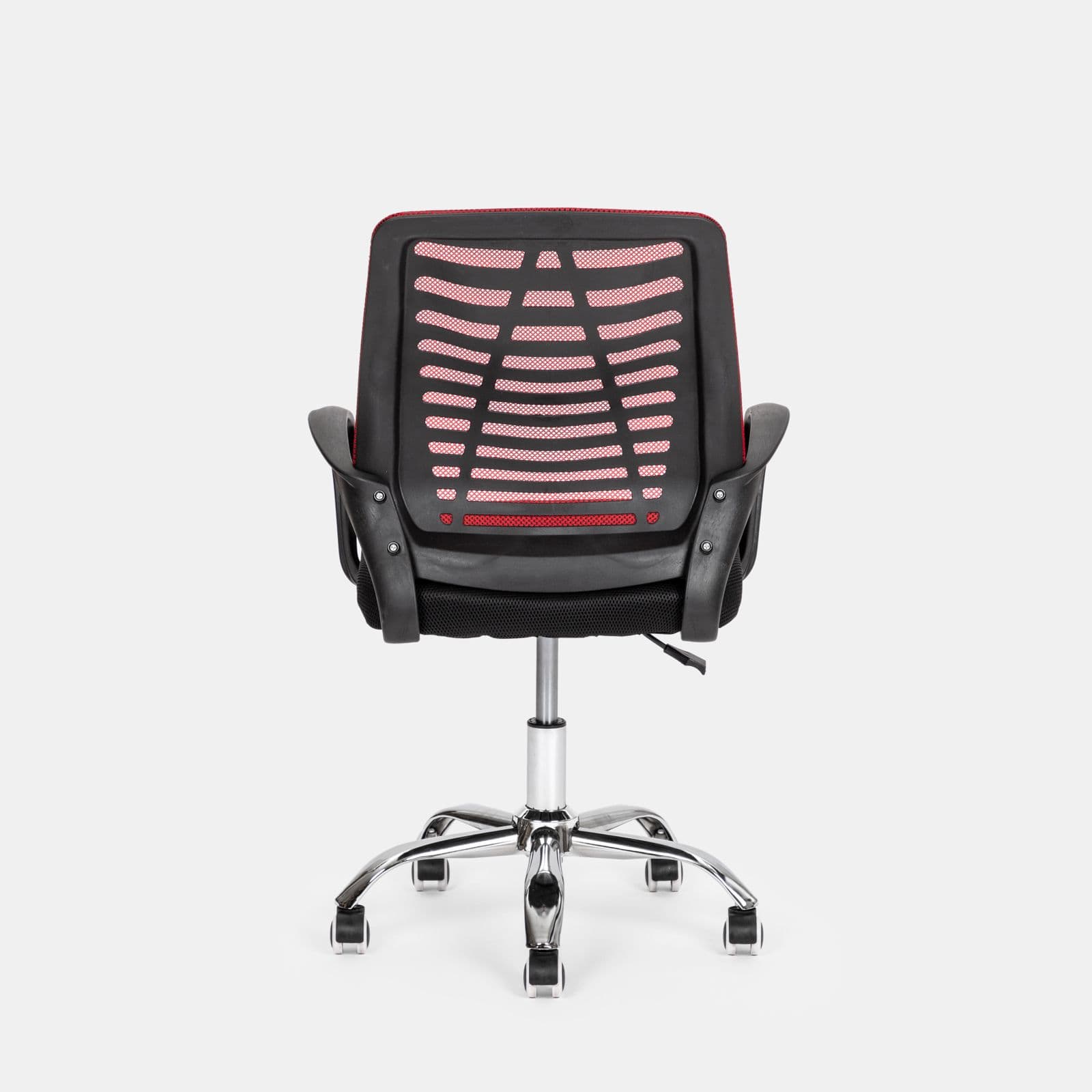 Sedia da ufficio girevole in tessuto mesh nero e schienale traspirante rosso - Storex