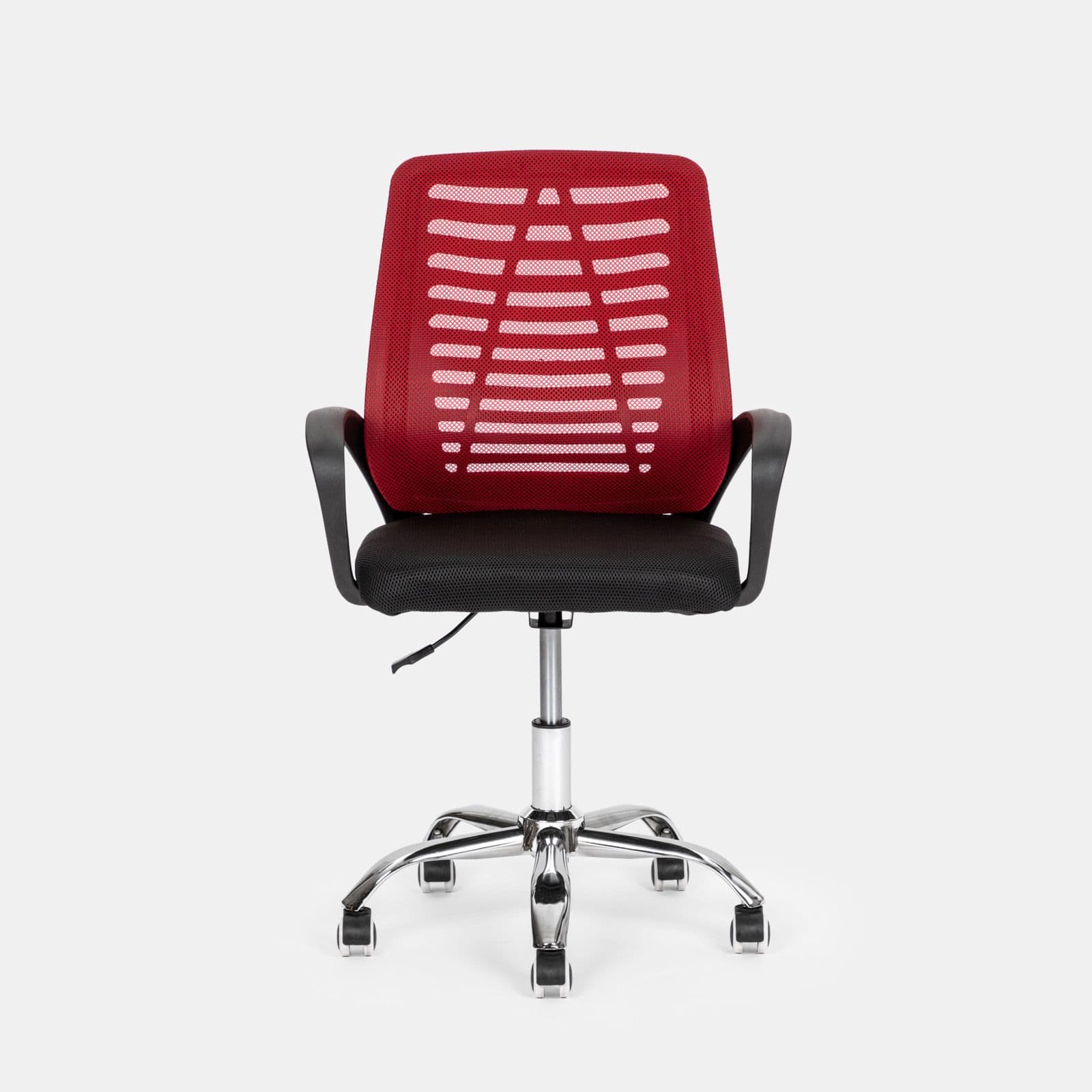 Sedia da ufficio girevole in tessuto mesh nero e schienale traspirante rosso - Storex
