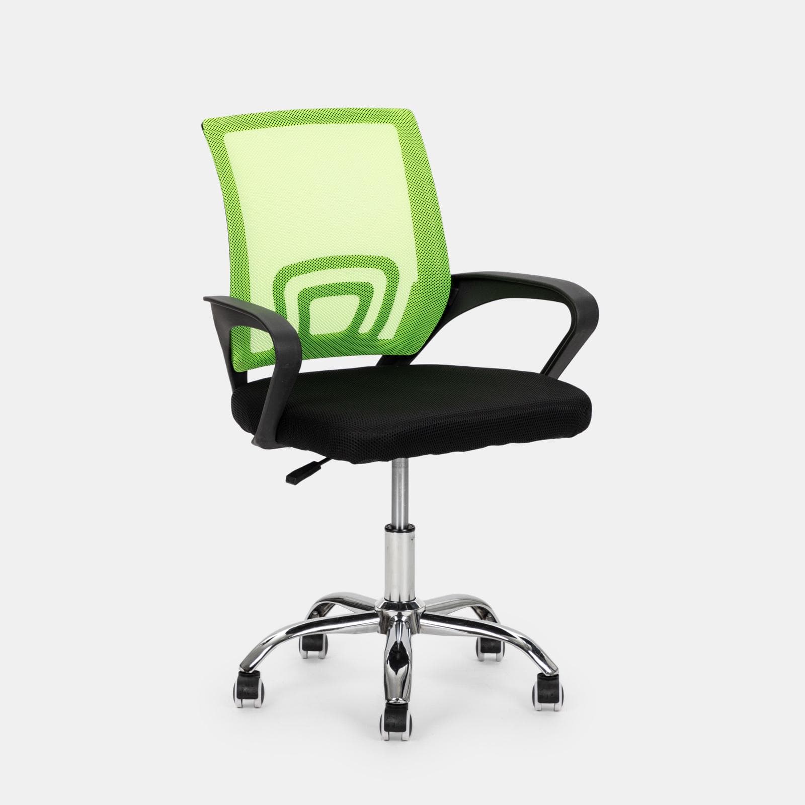 Sedia da ufficio girevole in tessuto mesh nero e schienale traspirante verde - Lizzy