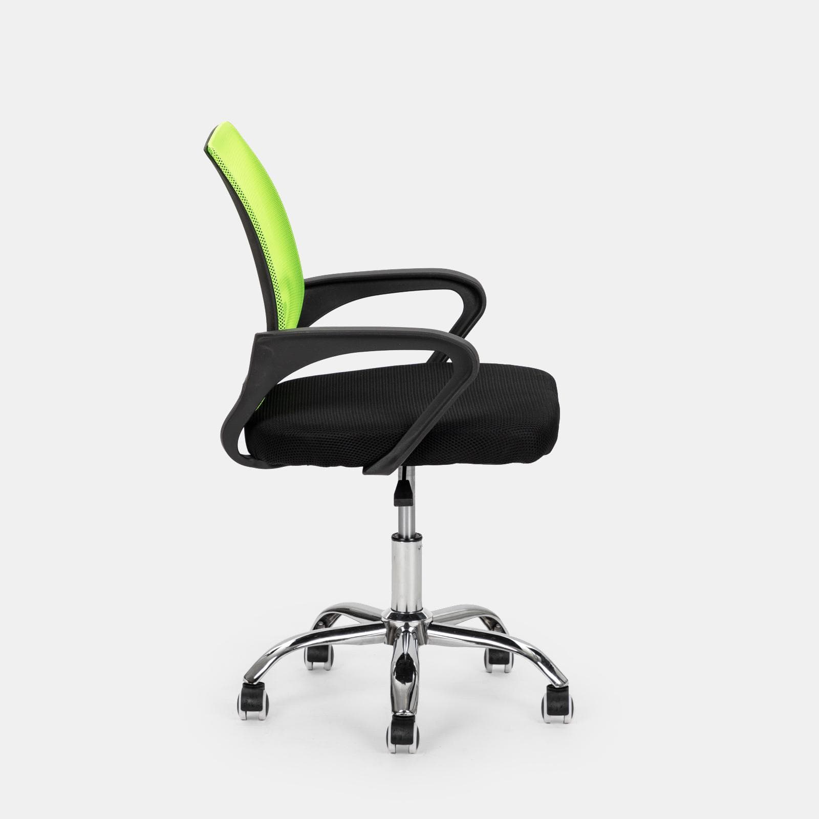 Sedia da ufficio girevole in tessuto mesh nero e schienale traspirante verde - Lizzy