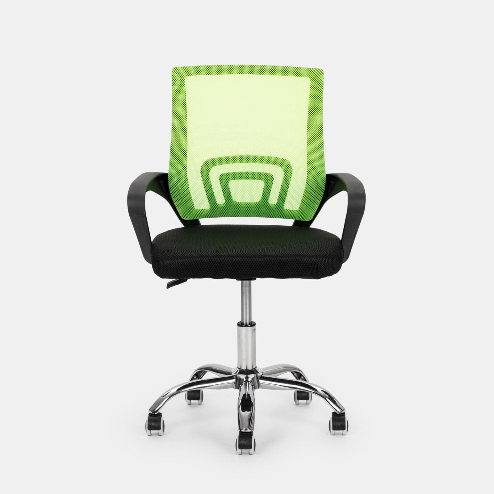 Sedia da ufficio girevole in tessuto mesh nero e schienale traspirante verde - Lizzy