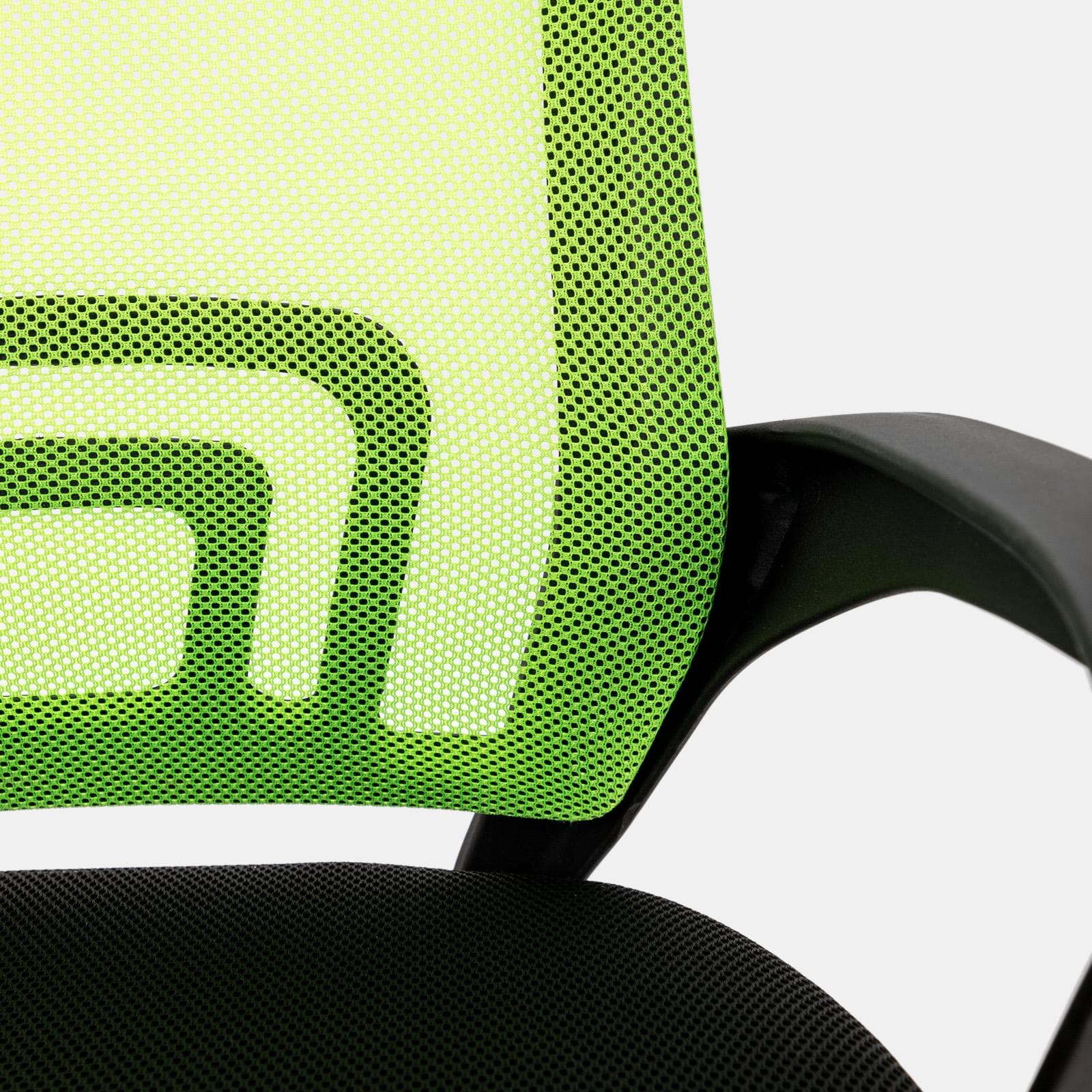Sedia da ufficio girevole in tessuto mesh nero e schienale traspirante verde - Lizzy