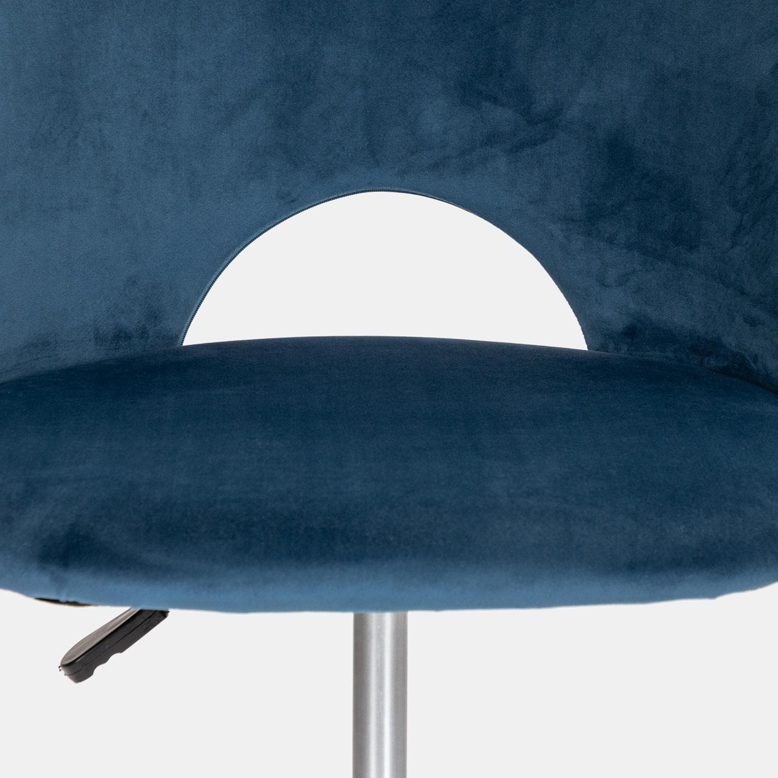 Sedia da ufficio girevole in velluto blu scuro con base in metallo nero - Kimmy Roller