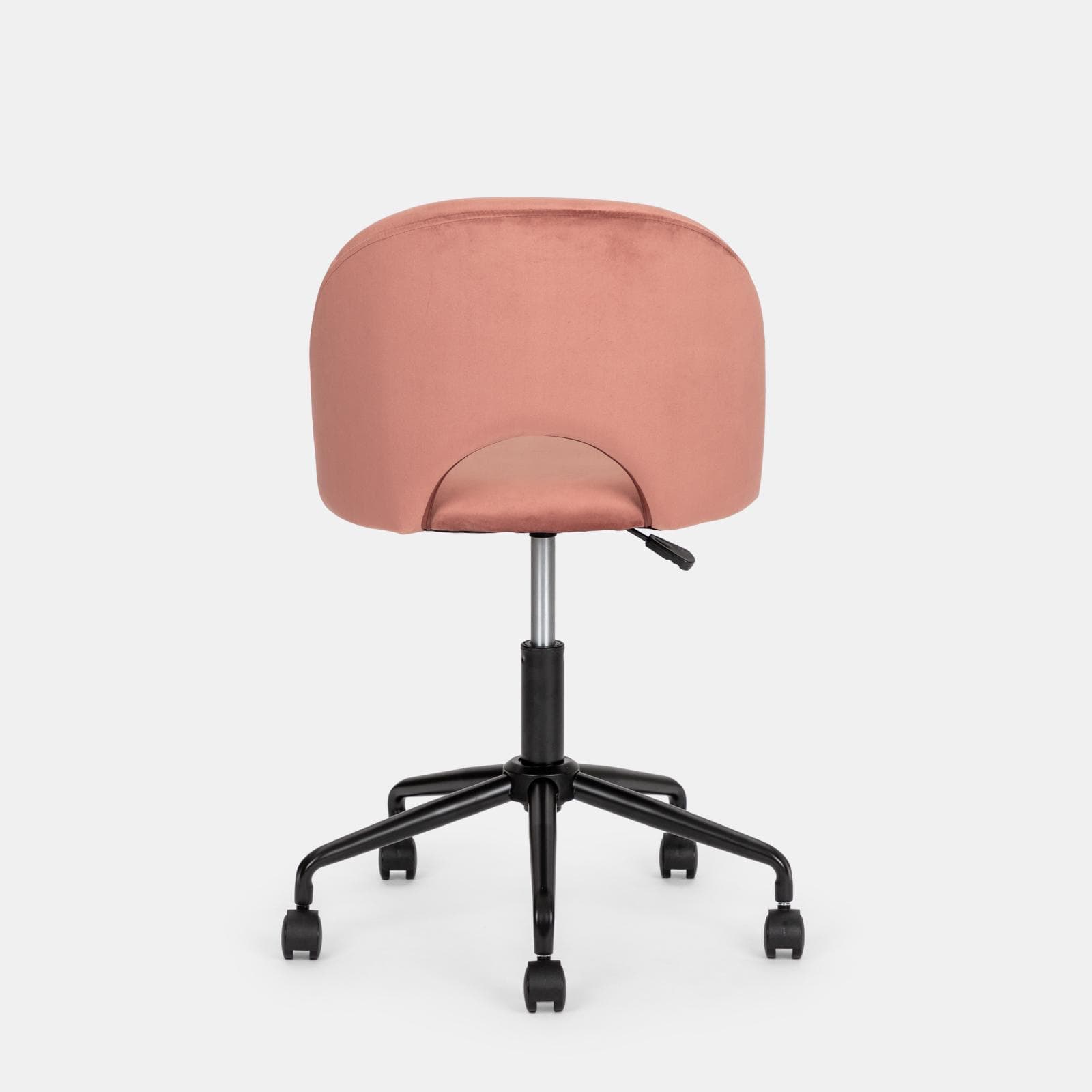 Sedia da ufficio girevole in velluto rosa antico con base in metallo nero - Kimmy Roller