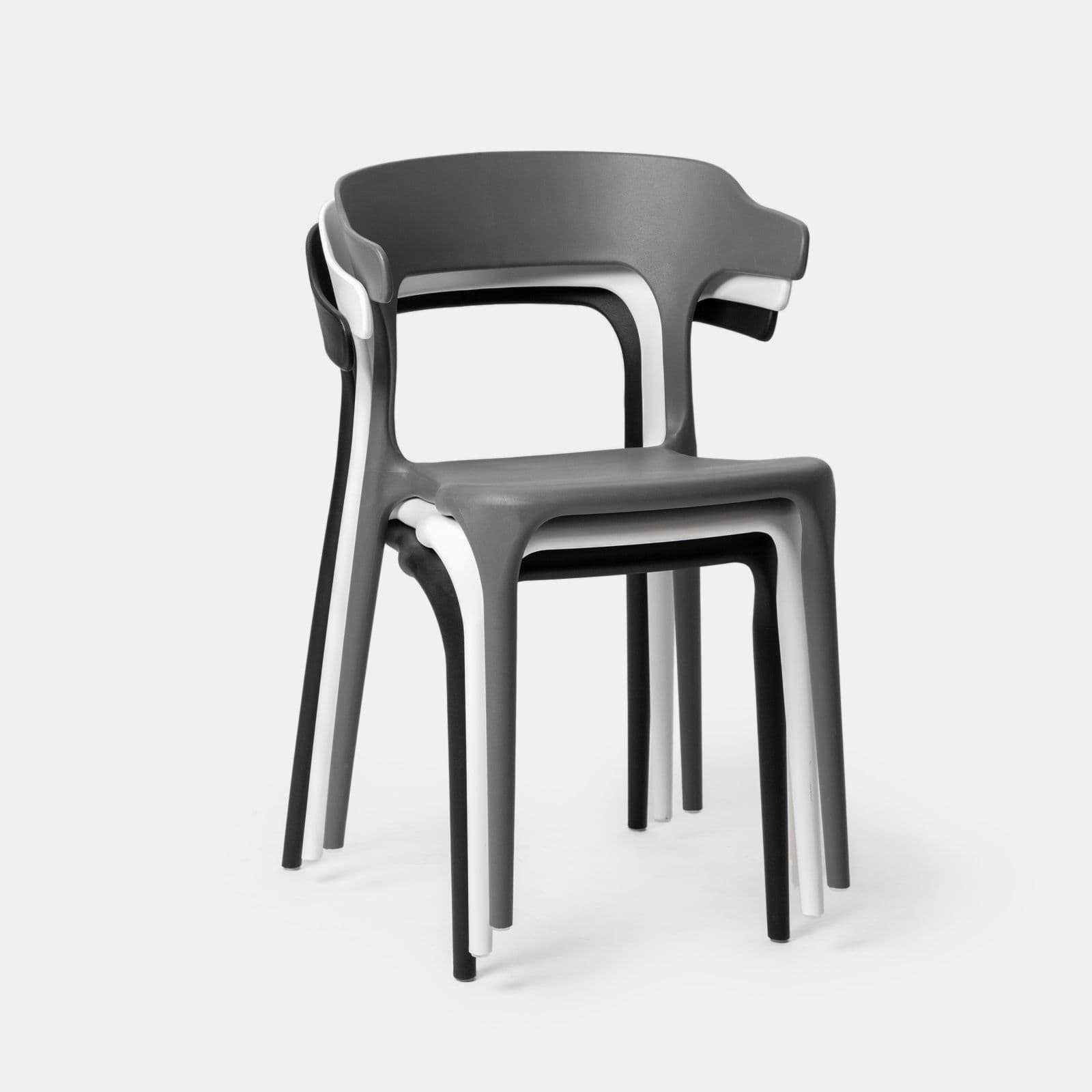 Sedia impilabile con braccioli design in polipropilene grigio - Dibra