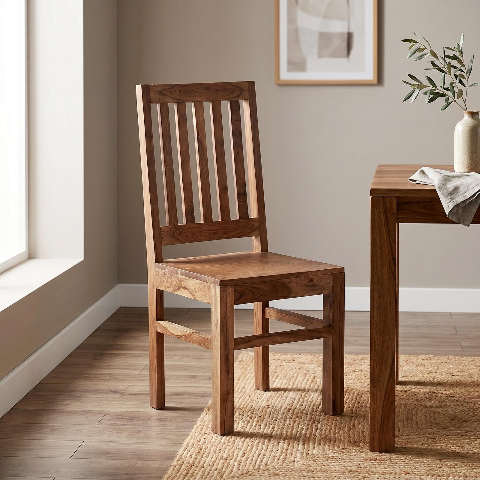 Sedia in legno con schienale a doghe - Freia Acacia