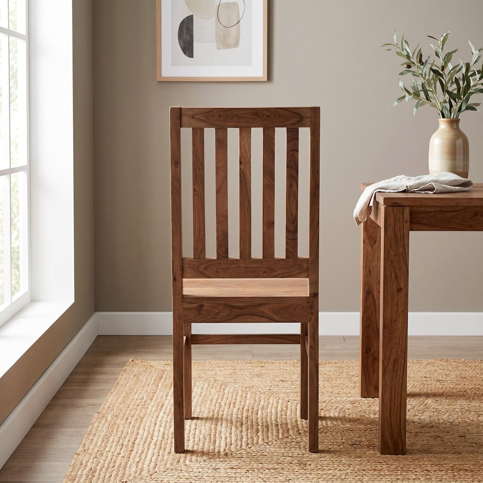 Sedia in legno con schienale a doghe - Freia Acacia