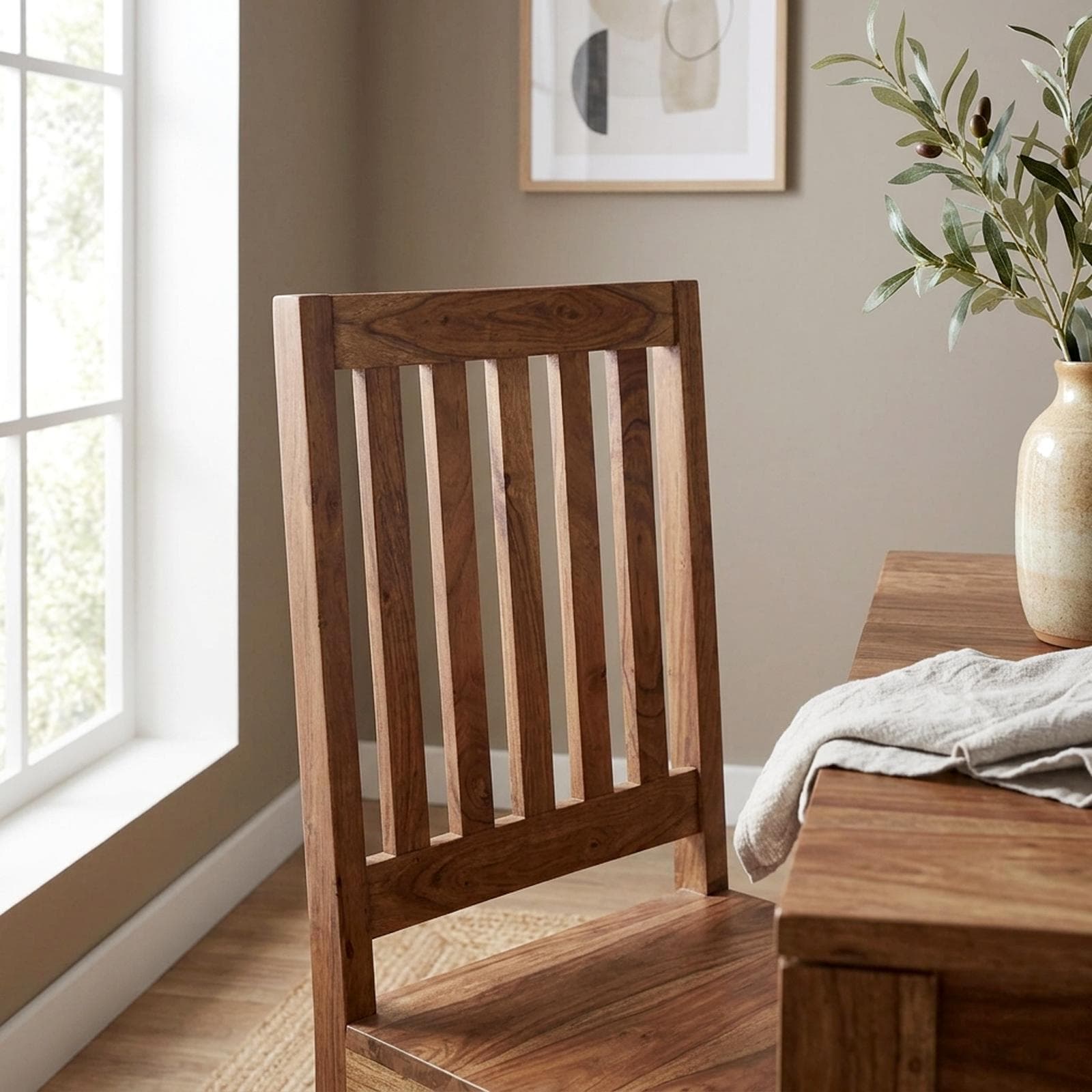 Sedia in legno con schienale a doghe - Freia Acacia
