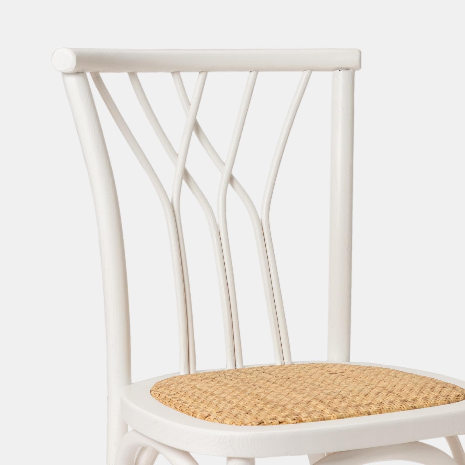 Sedia in legno di olmo bianco con seduta in rattan - Aymit