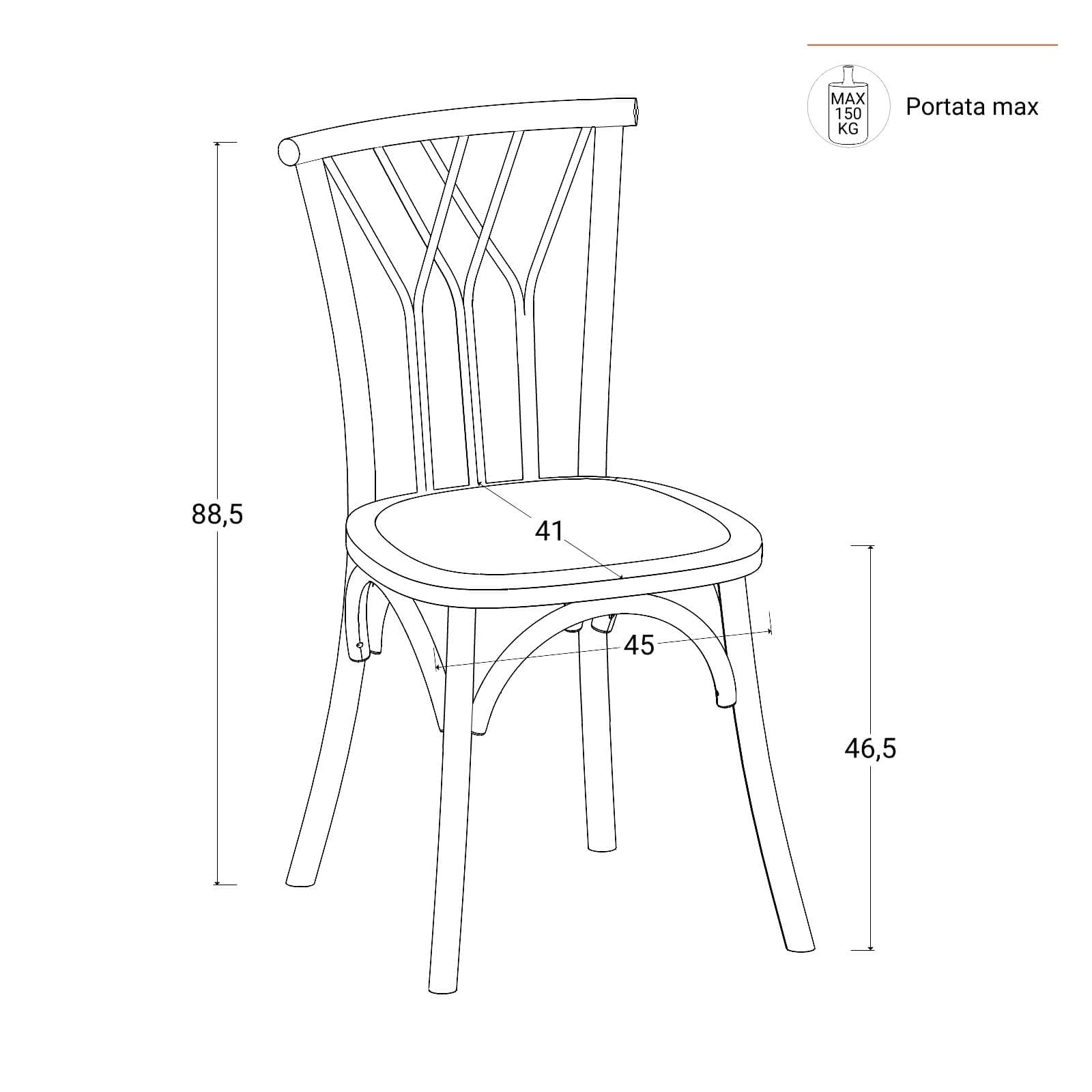 Sedia in legno di olmo bianco con seduta in rattan - Aymit