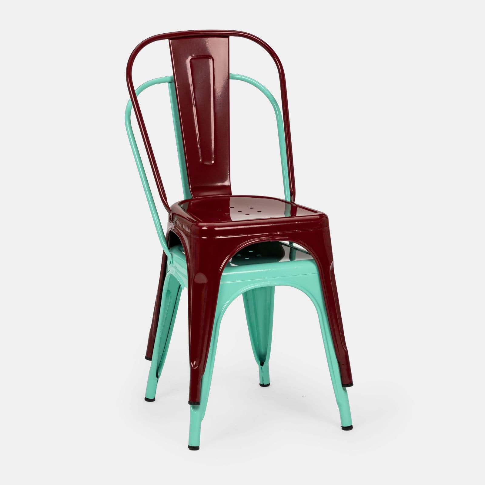 Sedia impilabile stile industrial in metallo verde acqua - Farley