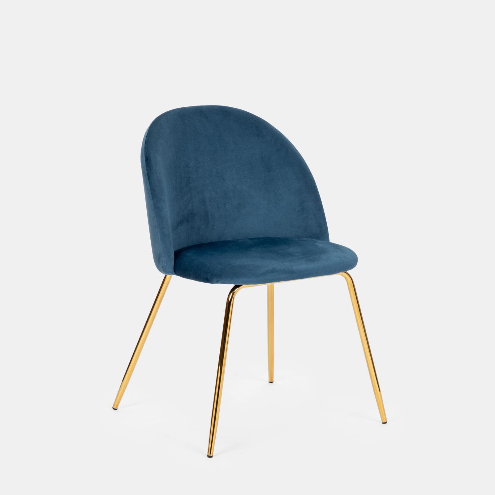 Sedia in velluto blu con gambe oro - Melt