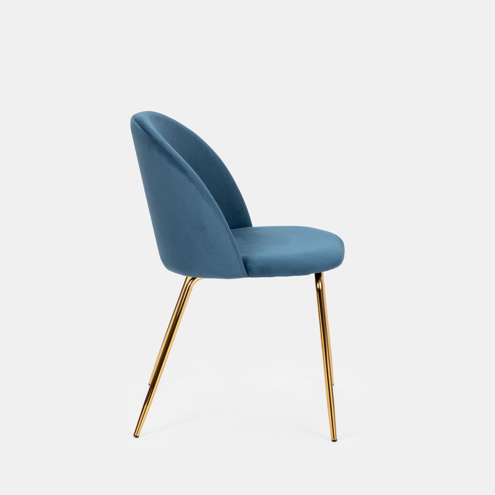Sedia in velluto blu con gambe oro - Melt