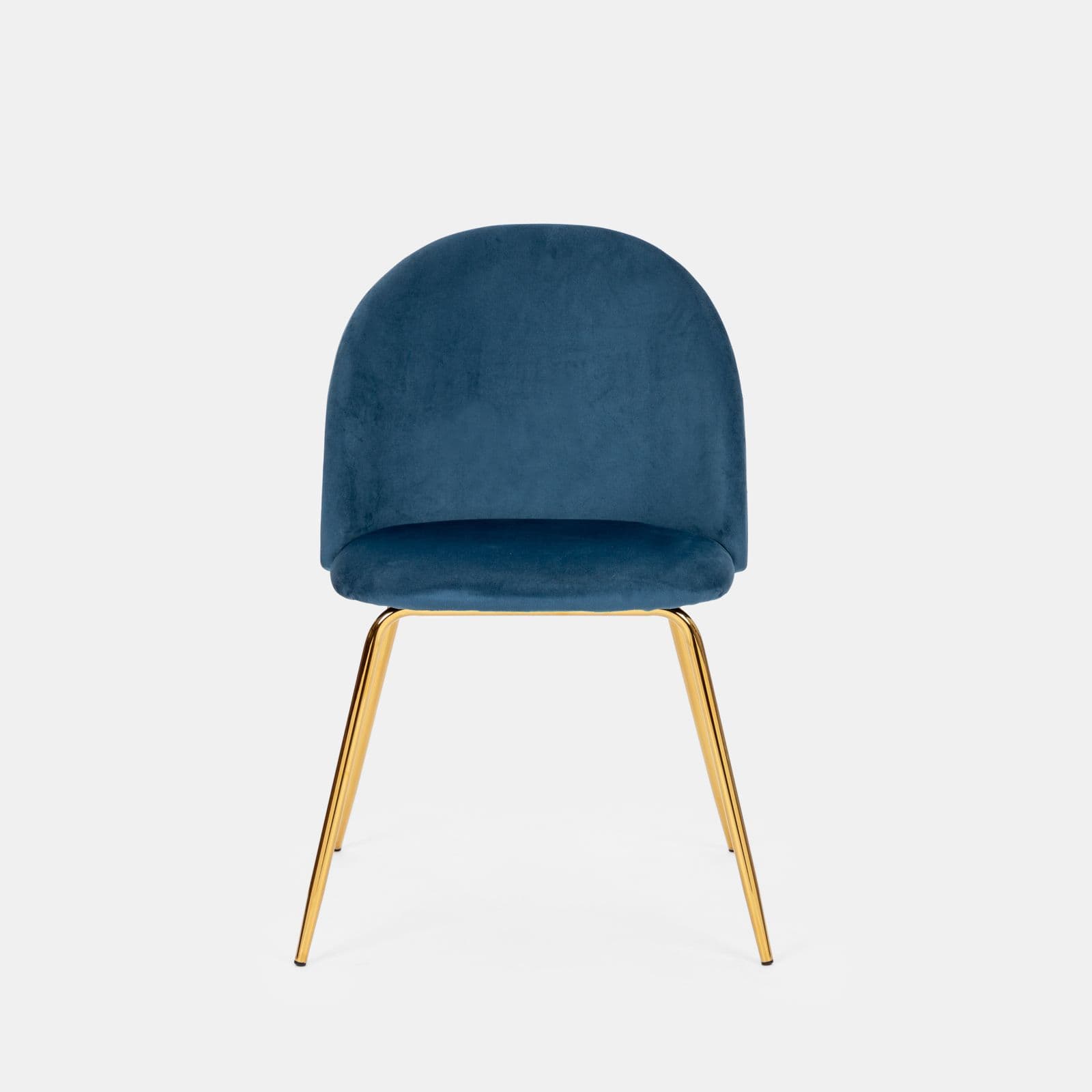 Sedia in velluto blu con gambe oro - Melt