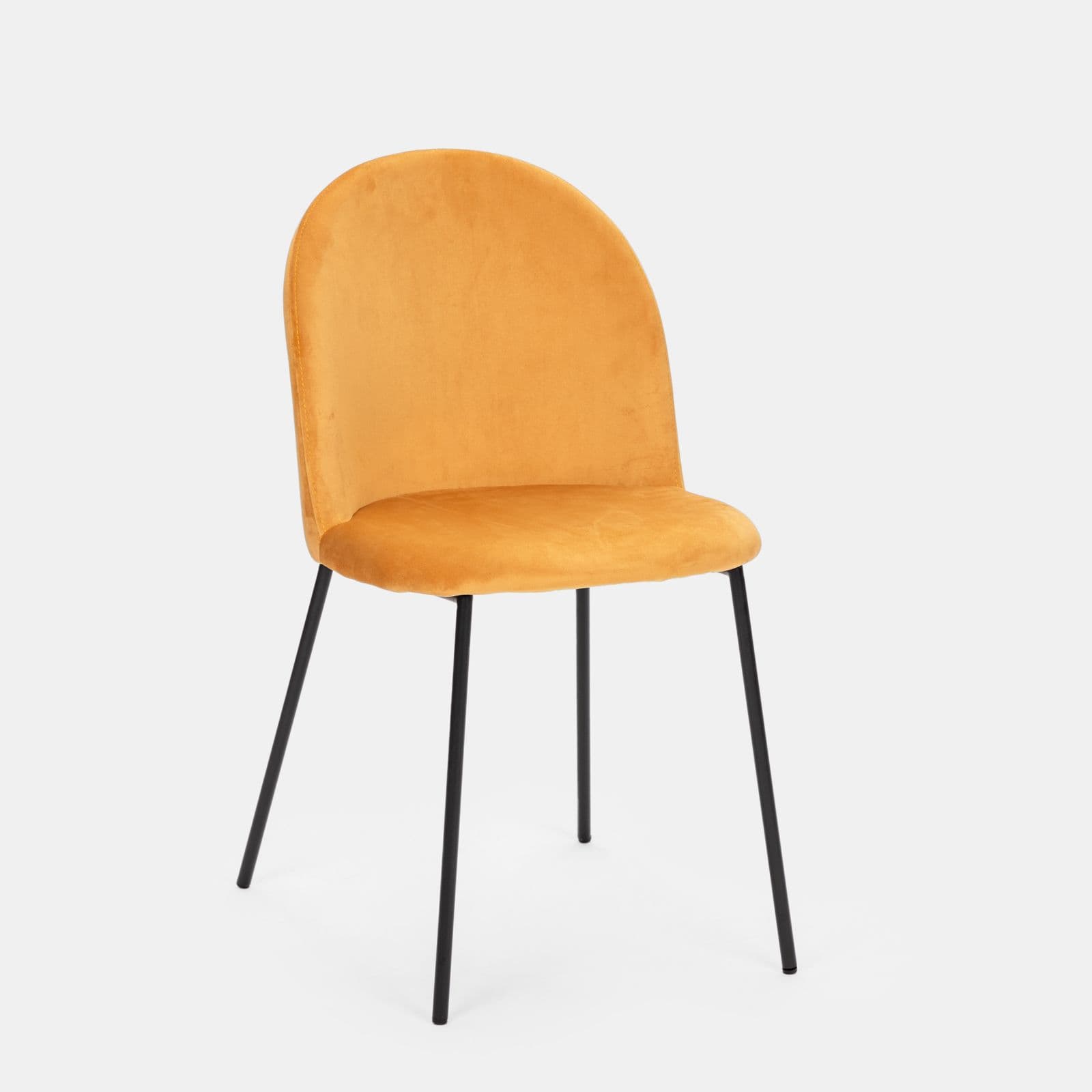 Sedia in velluto giallo ocra con gambe in metallo nero - Zilla