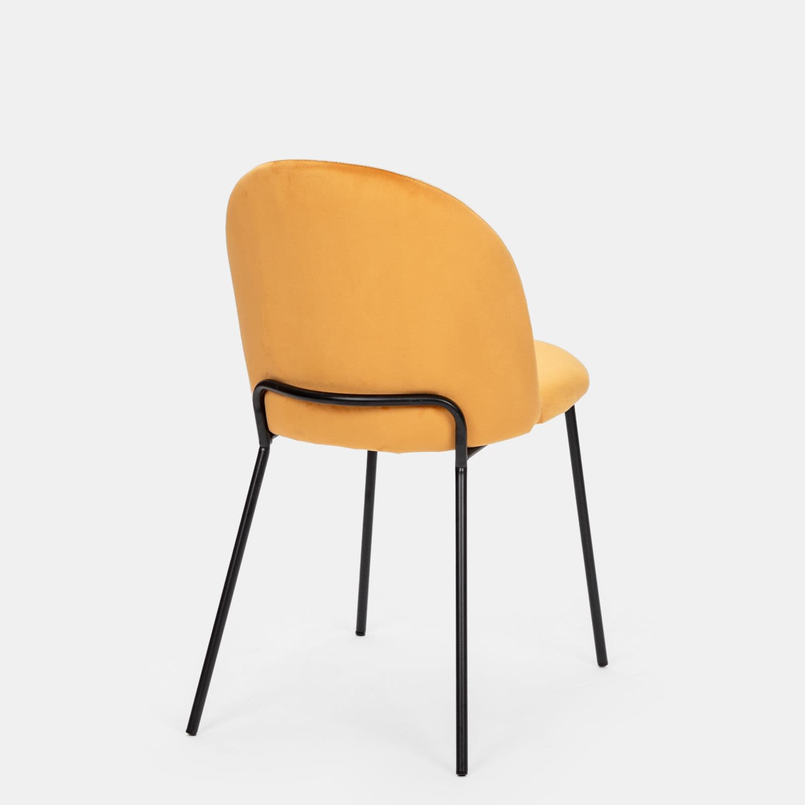 Sedia in velluto giallo ocra con gambe in metallo nero - Zilla