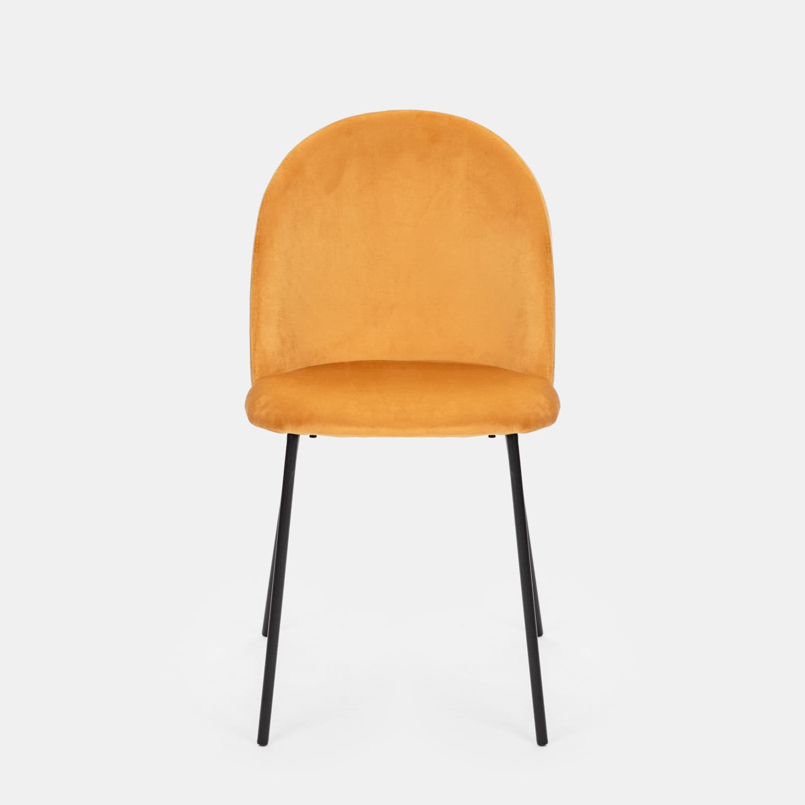Sedia in velluto giallo ocra con gambe in metallo nero - Zilla