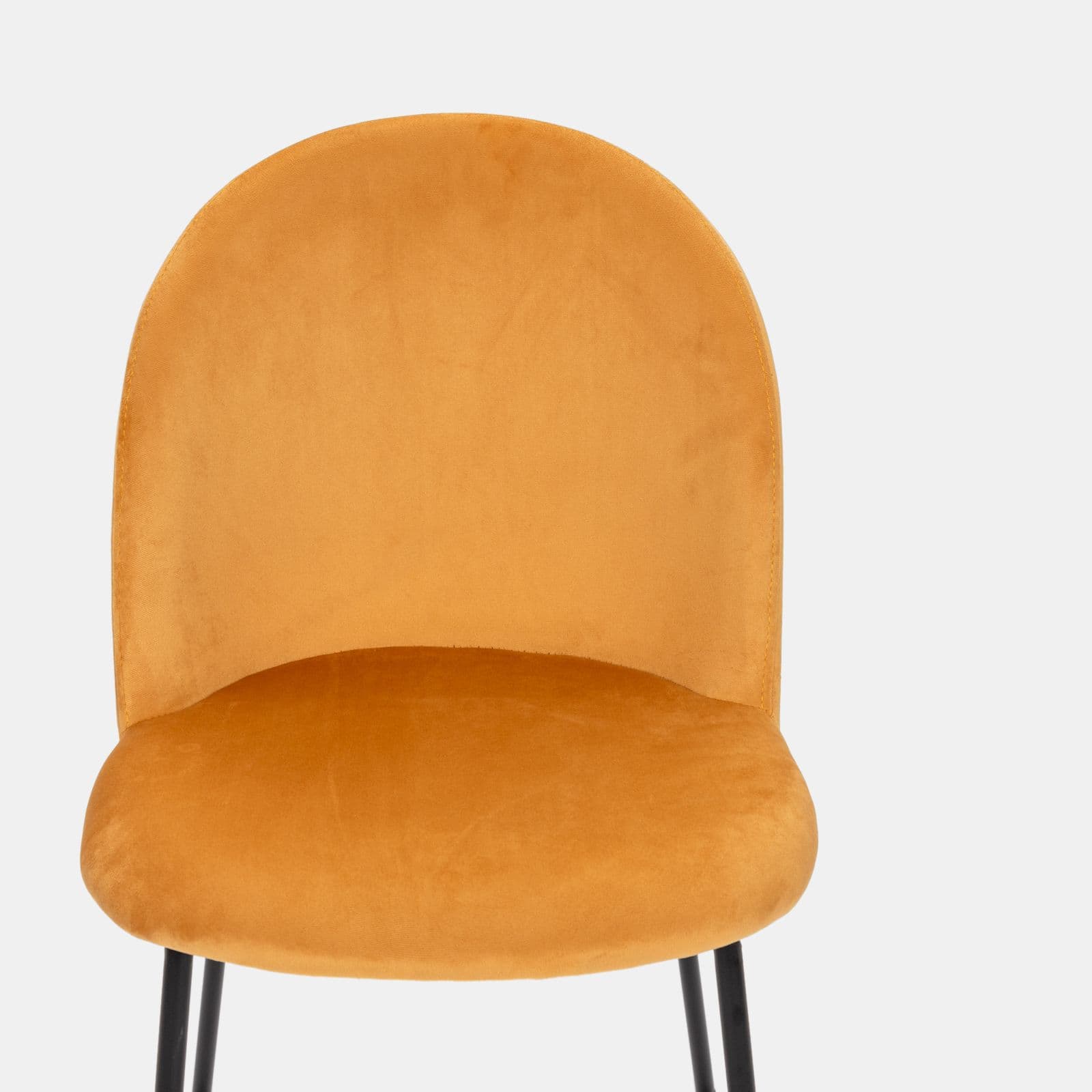 Sedia in velluto giallo ocra con gambe in metallo nero - Zilla