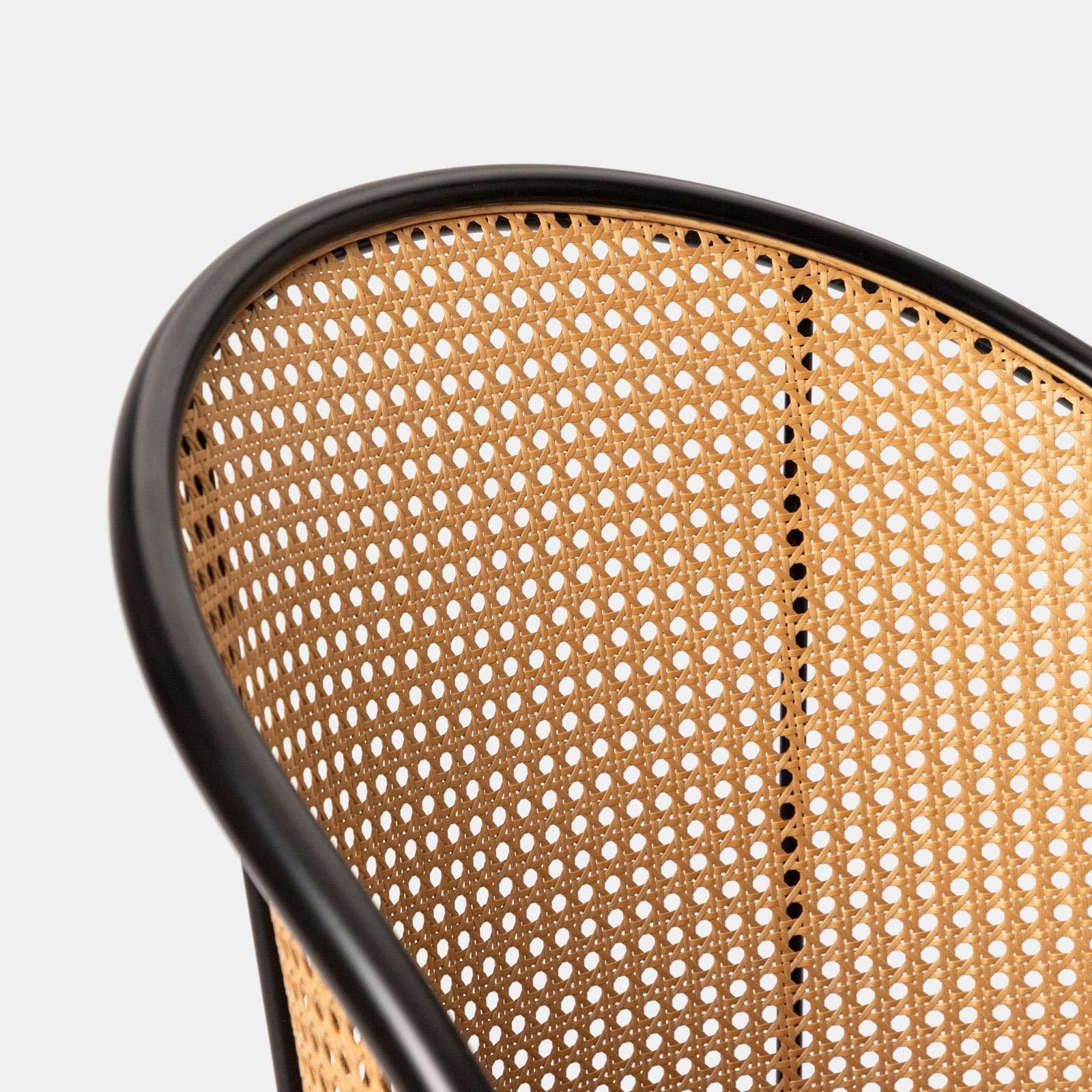 Sedia in velluto grigio con schienale in polyrattan naturale - Sloane