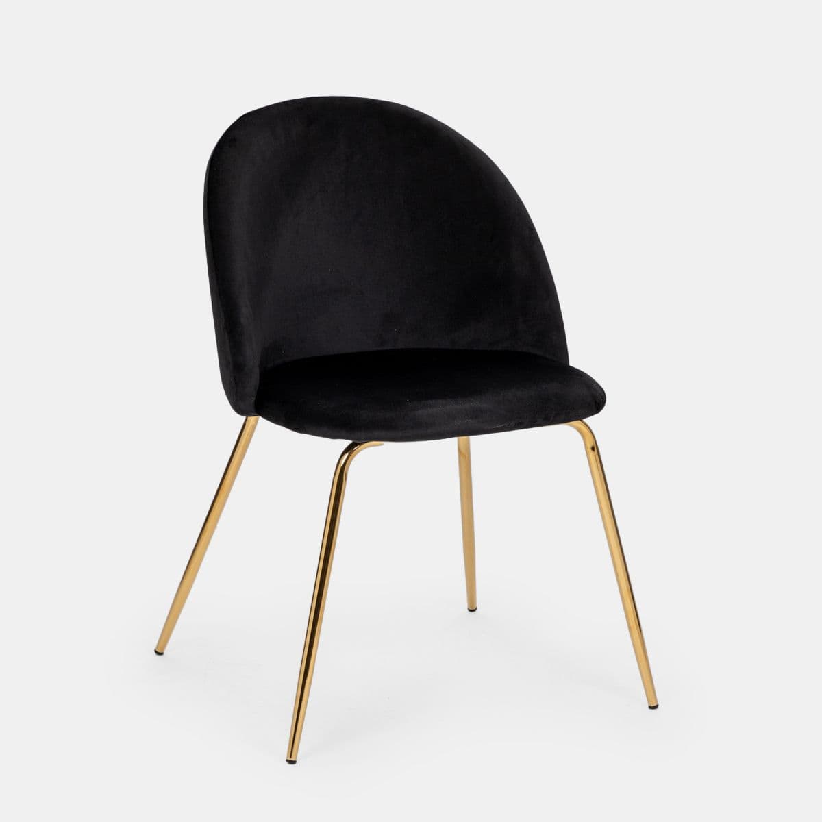Sedia in velluto nero con gambe oro - Melt