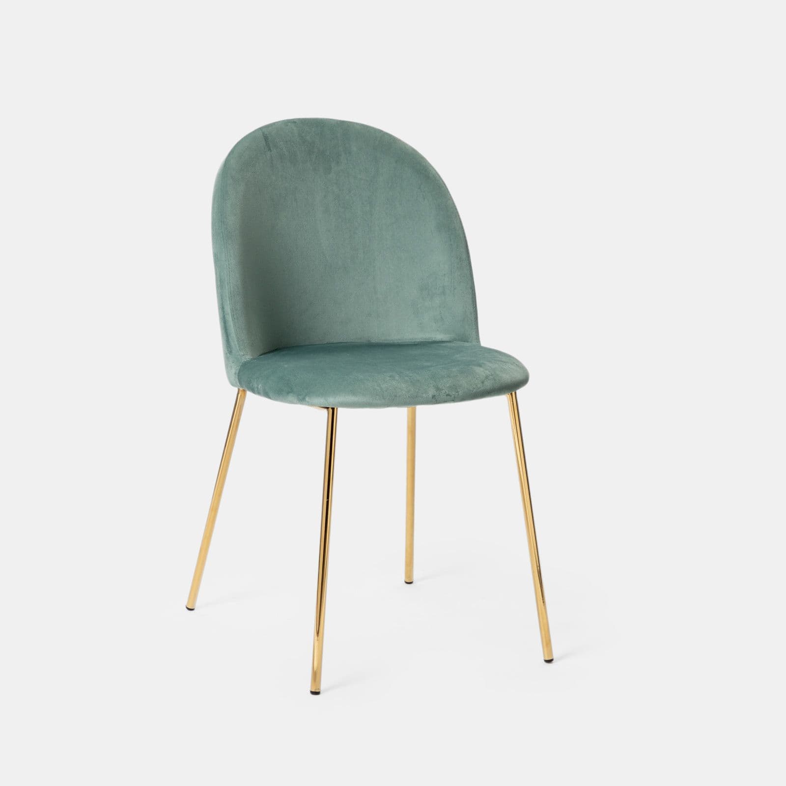 Sedia in velluto verde salvia con gambe in metallo finitura oro - Zilla