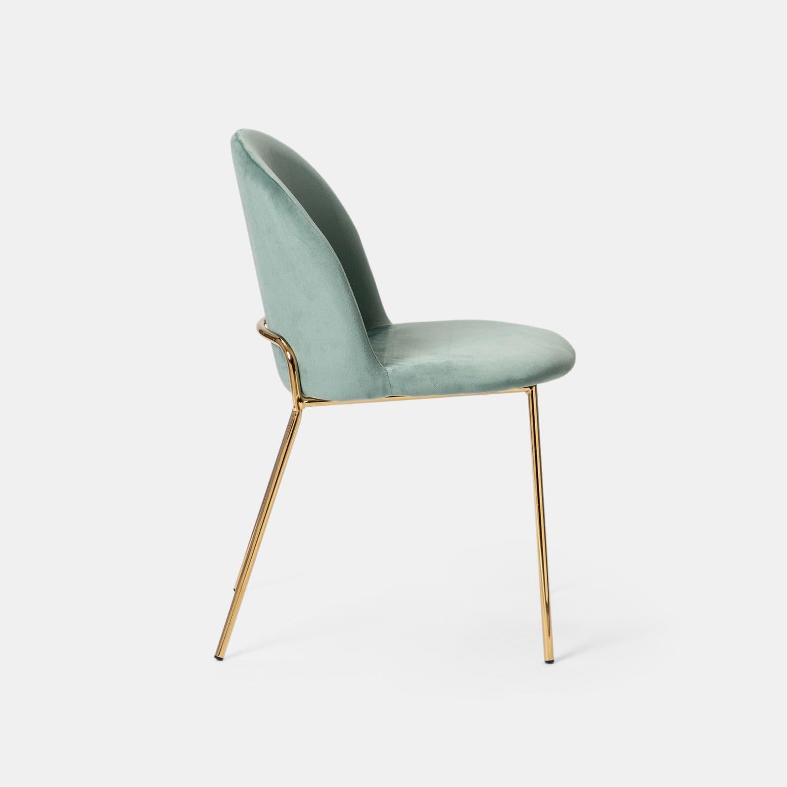 Sedia in velluto verde salvia con gambe in metallo finitura oro - Zilla