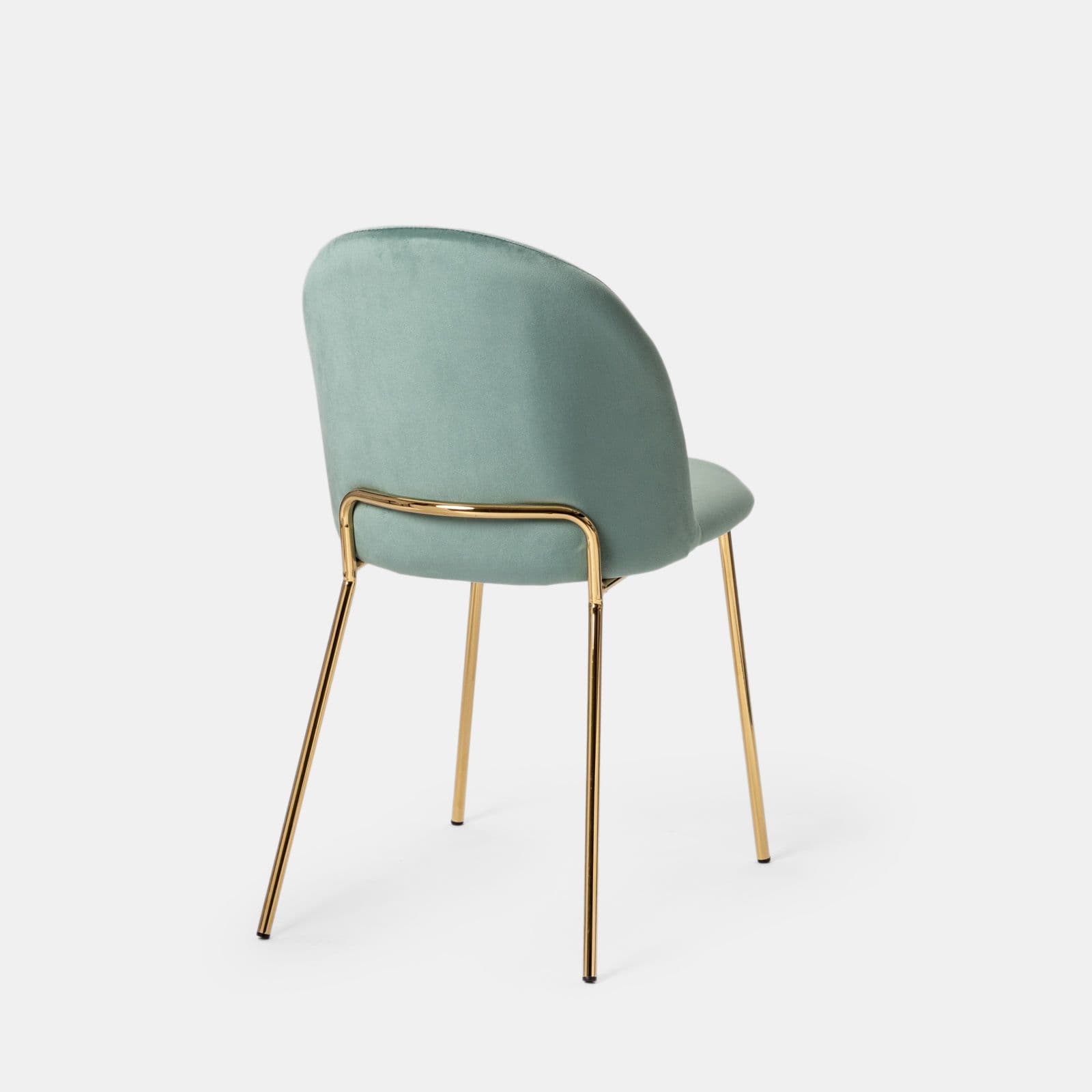 Sedia in velluto verde salvia con gambe in metallo finitura oro - Zilla
