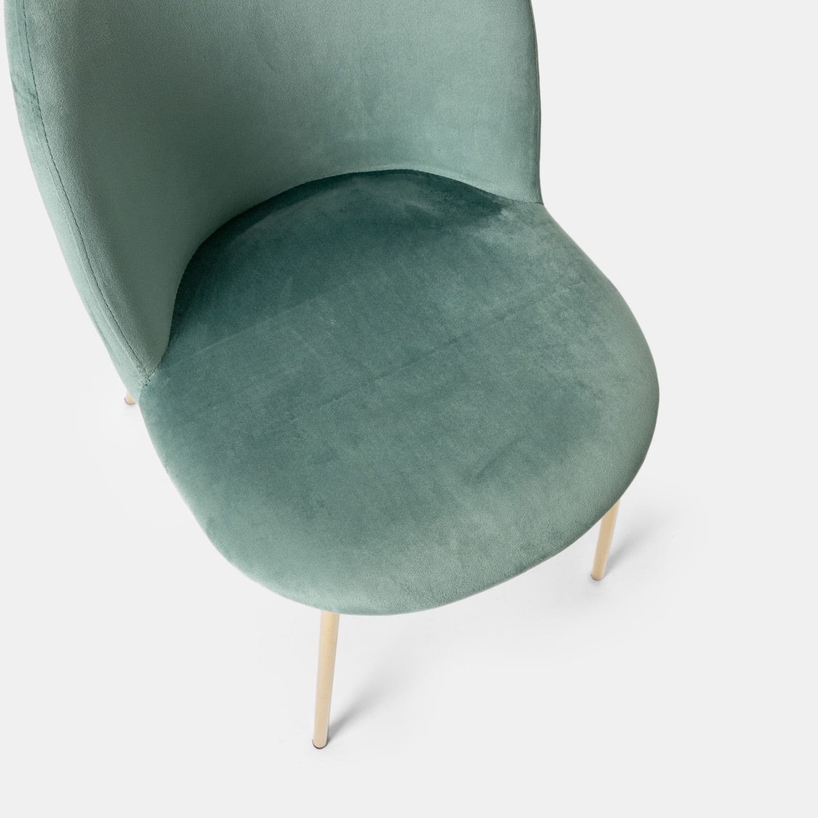 Sedia in velluto verde salvia con gambe in metallo finitura oro - Zilla